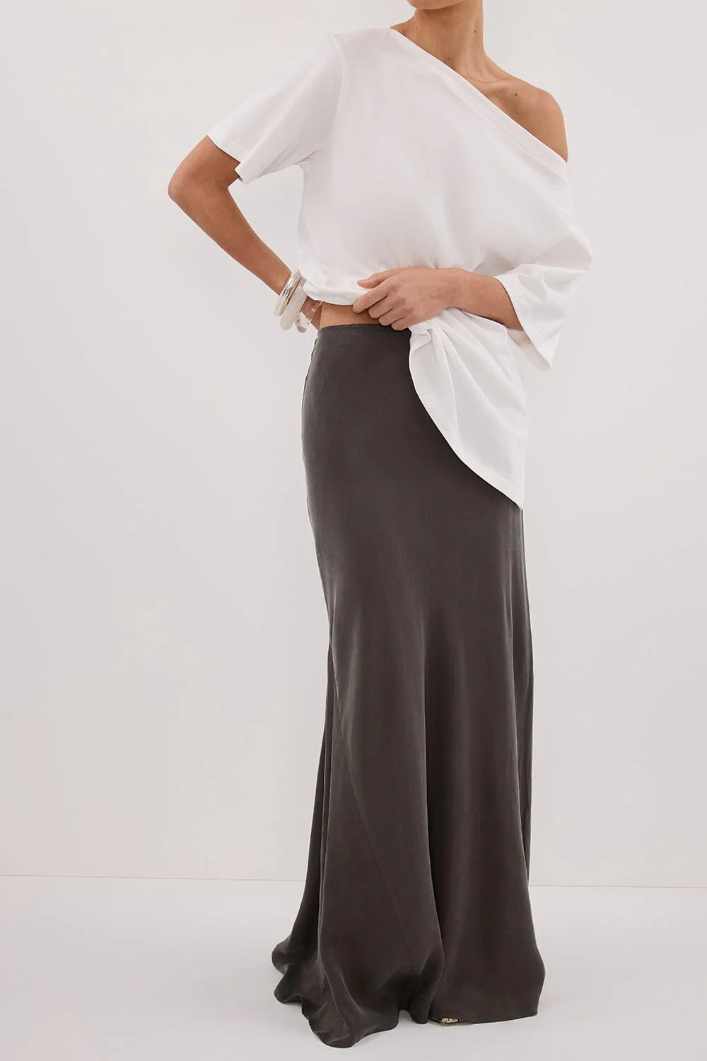 ADDISON PETROL BIAS CUPRO MAXI SKIRT - Image 2