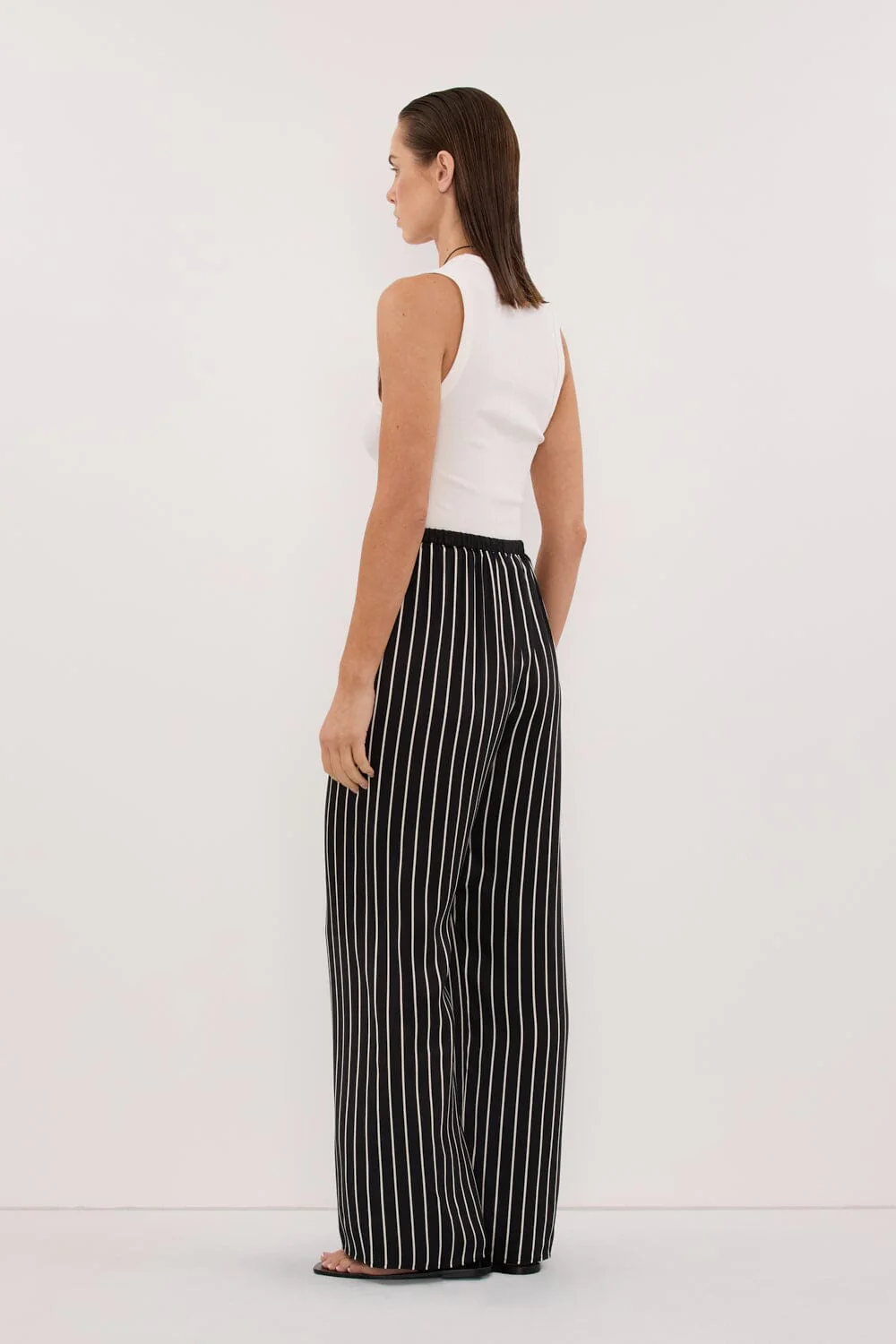 ADRIENNE BLACK STRIPE SILK PANT - Image 8
