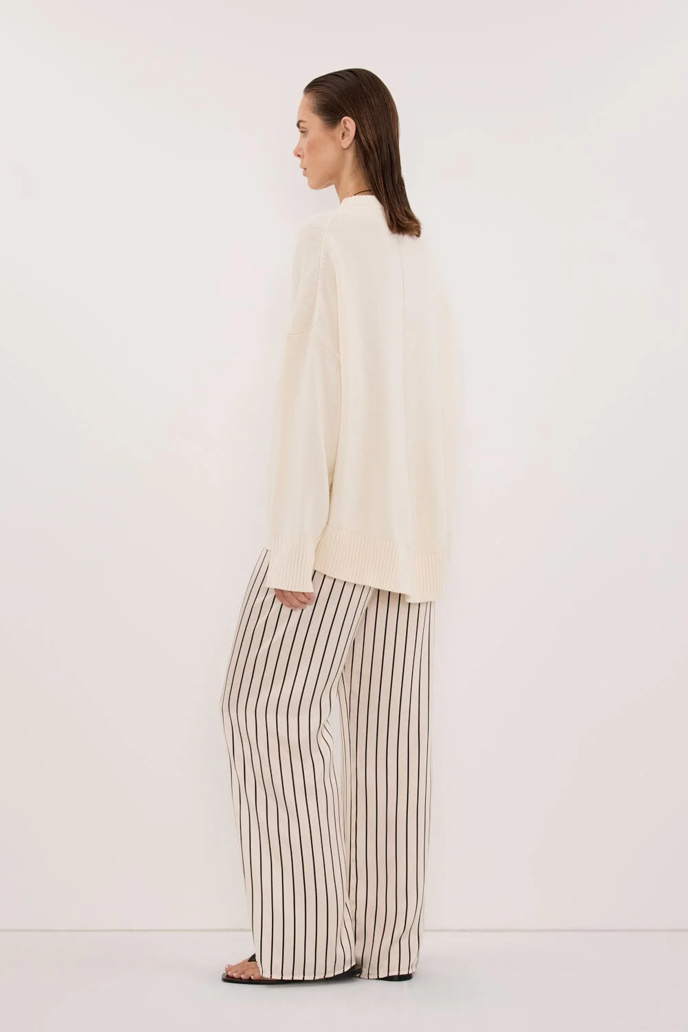 ADRIENNE CREAM STRIPE SILK PANT - Image 4