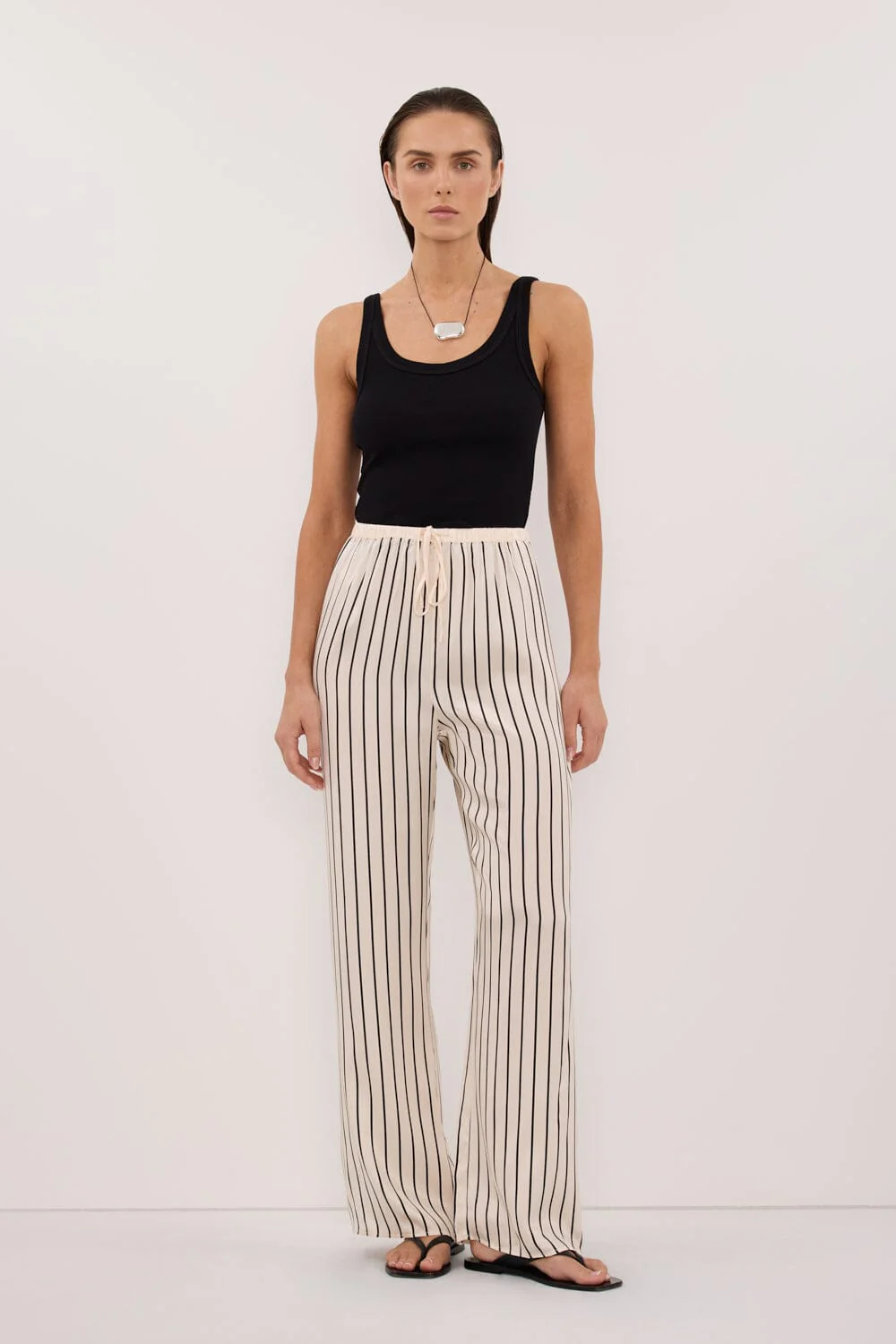 ADRIENNE CREAM STRIPE SILK PANT - Image 6