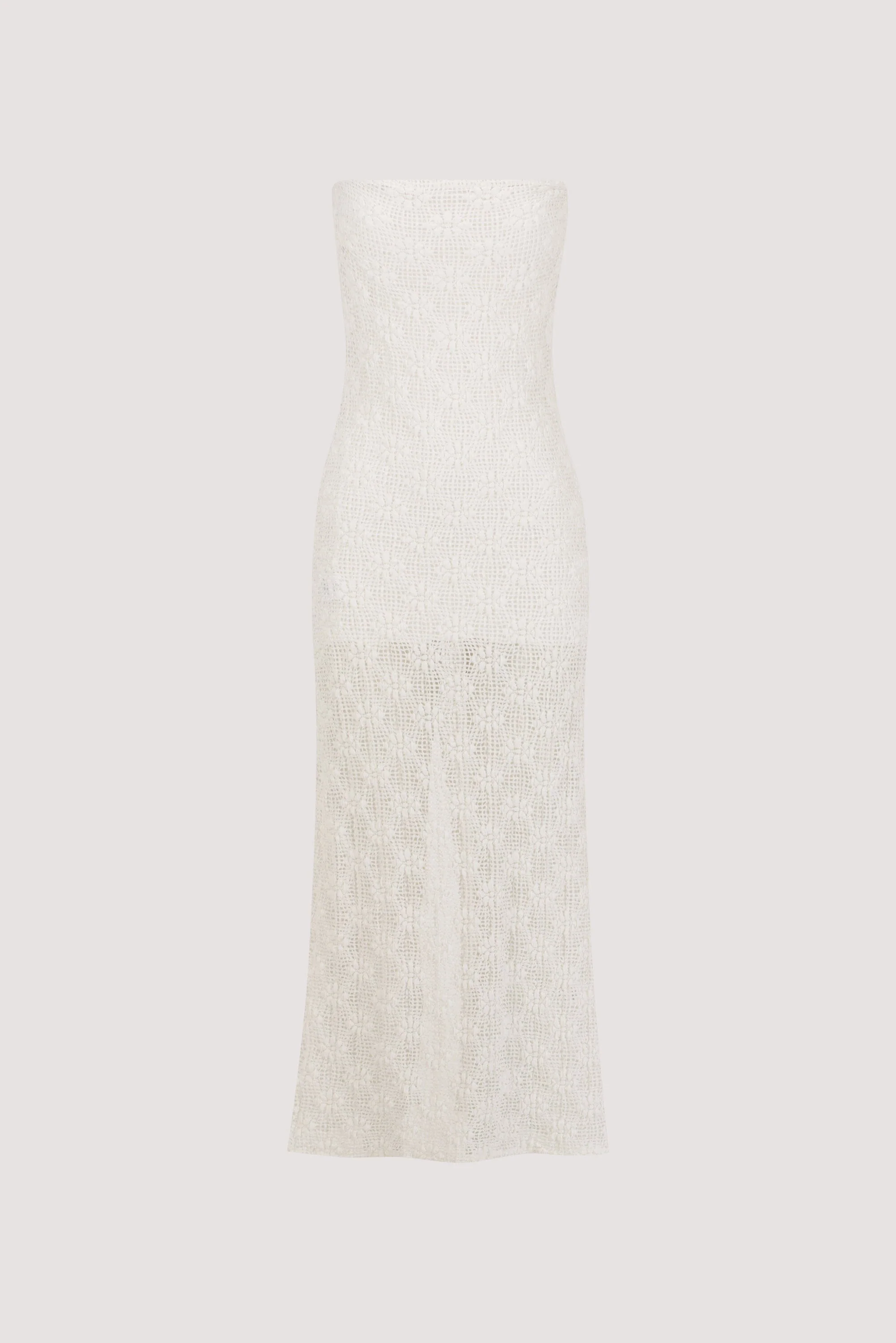 AGNES WHITE STRAPLESS CROCHET MAXI DRESS - Image 8