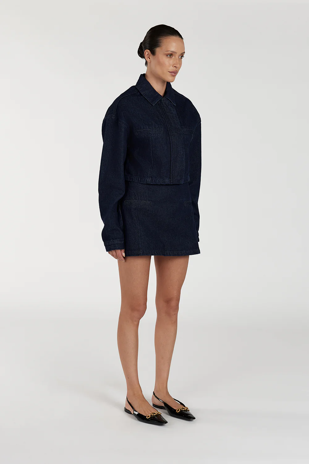 ALBERTA INDIGO TAILORED DENIM MINI SKIRT - Image 3