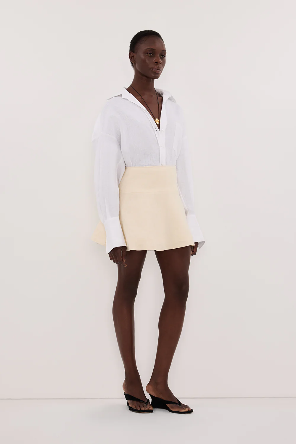 ALEA STRAW LINEN FLOUNCE MINI SKIRT - Image 3