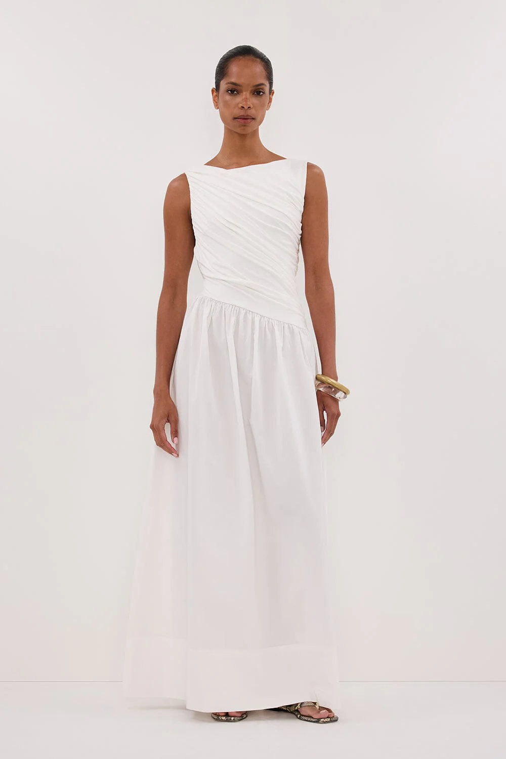 ALEXANDRA WHITE HYBRID MIDI DRESS
