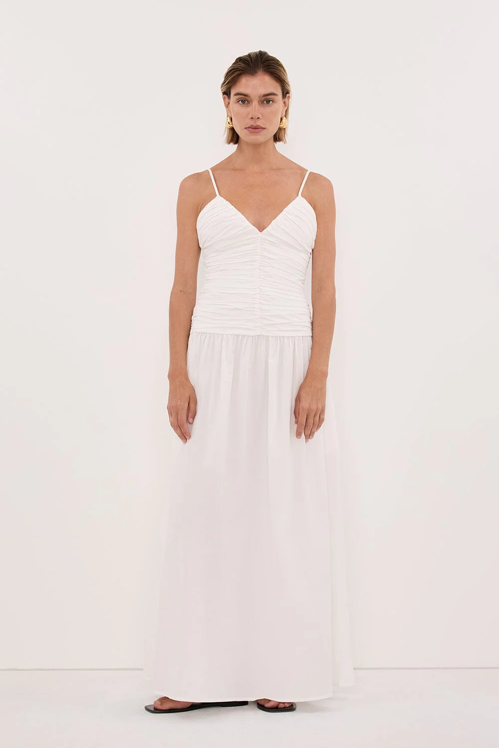 ALEXIA WHITE COTTON MIDI DRESS