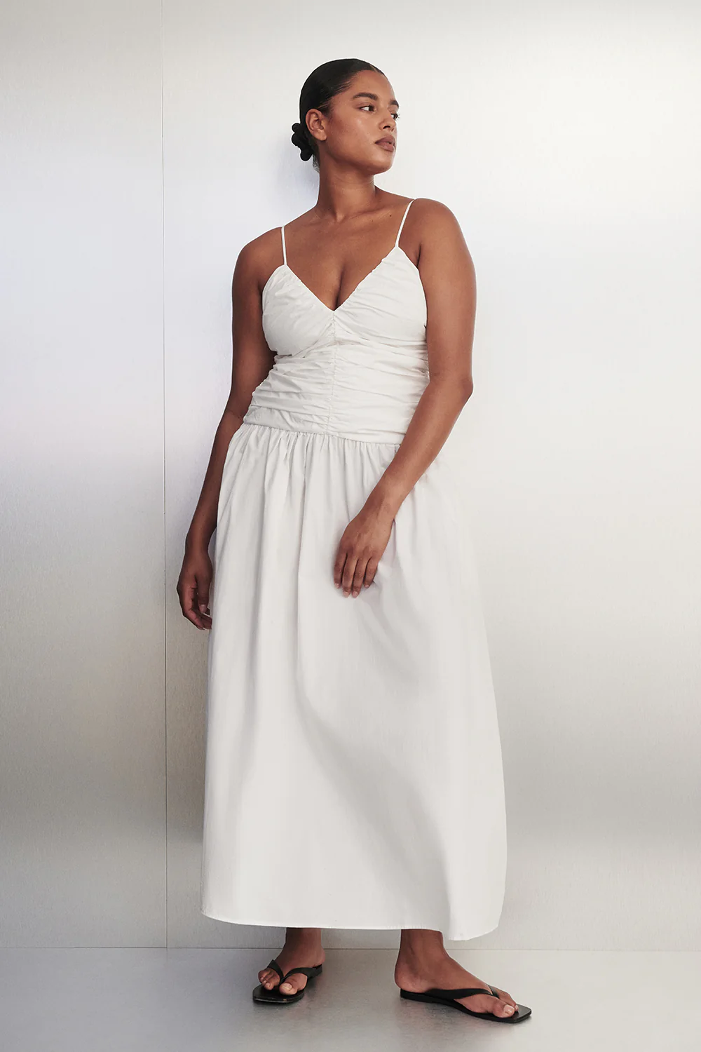 ALEXIA WHITE COTTON MIDI DRESS - Image 2