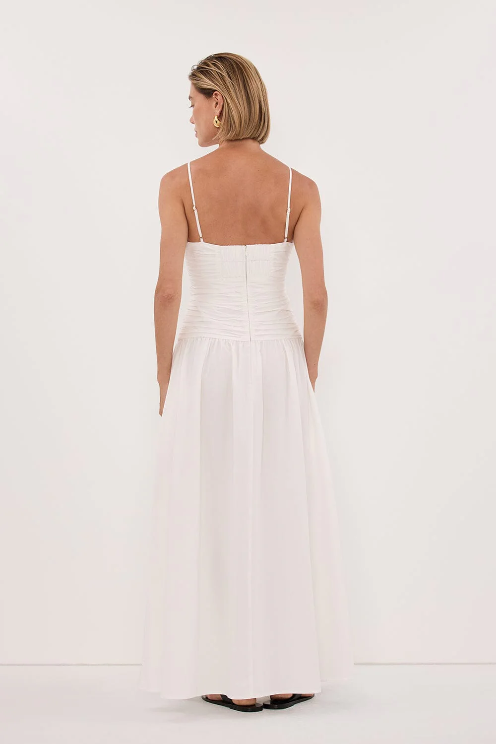 ALEXIA WHITE COTTON MIDI DRESS - Image 5