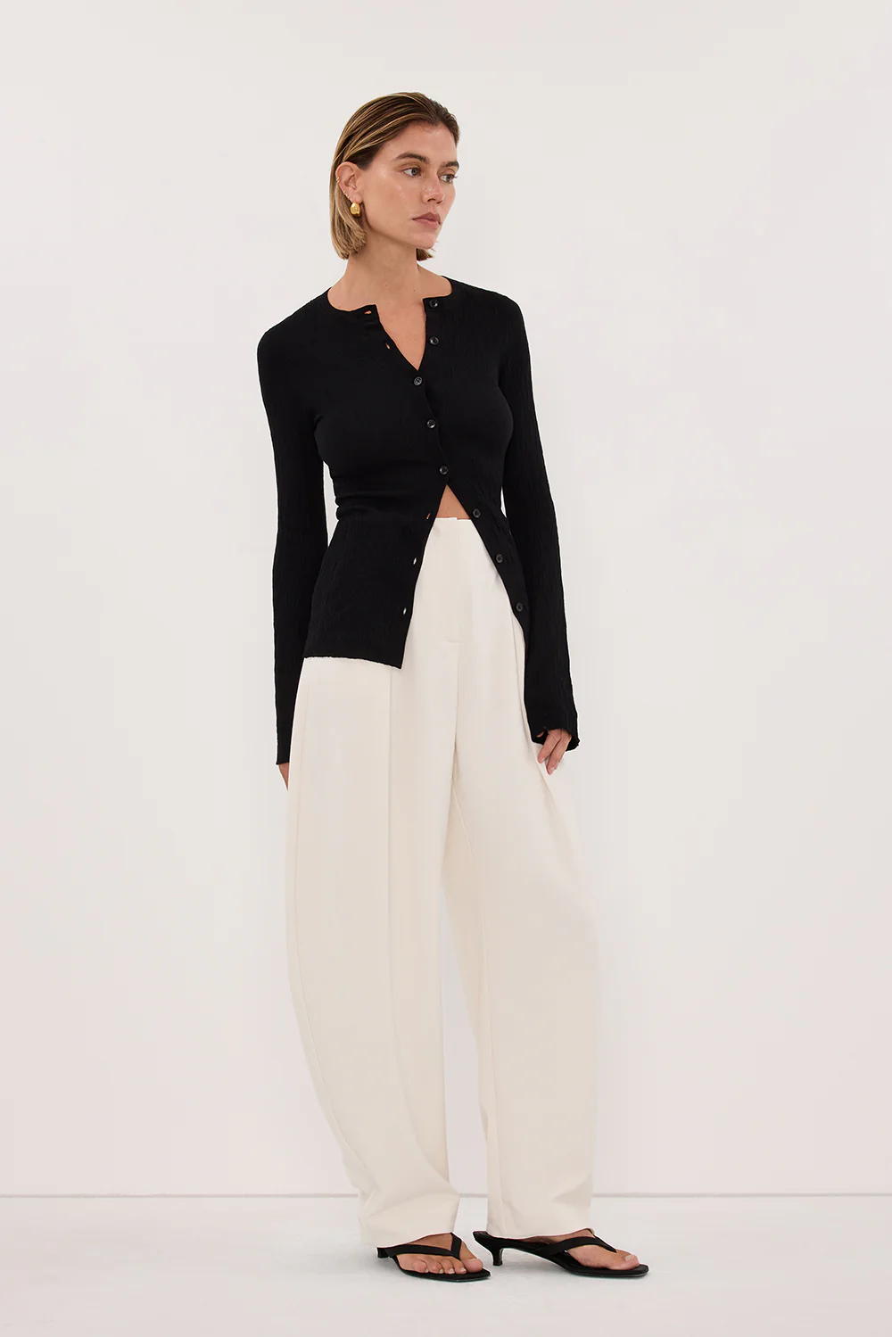 ALIAS BLACK LONG SLEEVE KNIT TOP - Image 3
