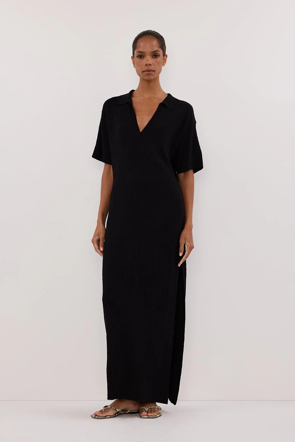 ALIAS BLACK POLO KNIT MIDI DRESS - Image 5