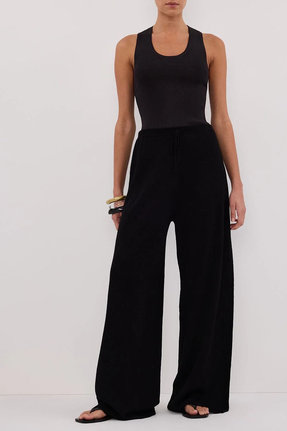 ALIAS BLACK TEXTURED KNIT PANT - Image 2