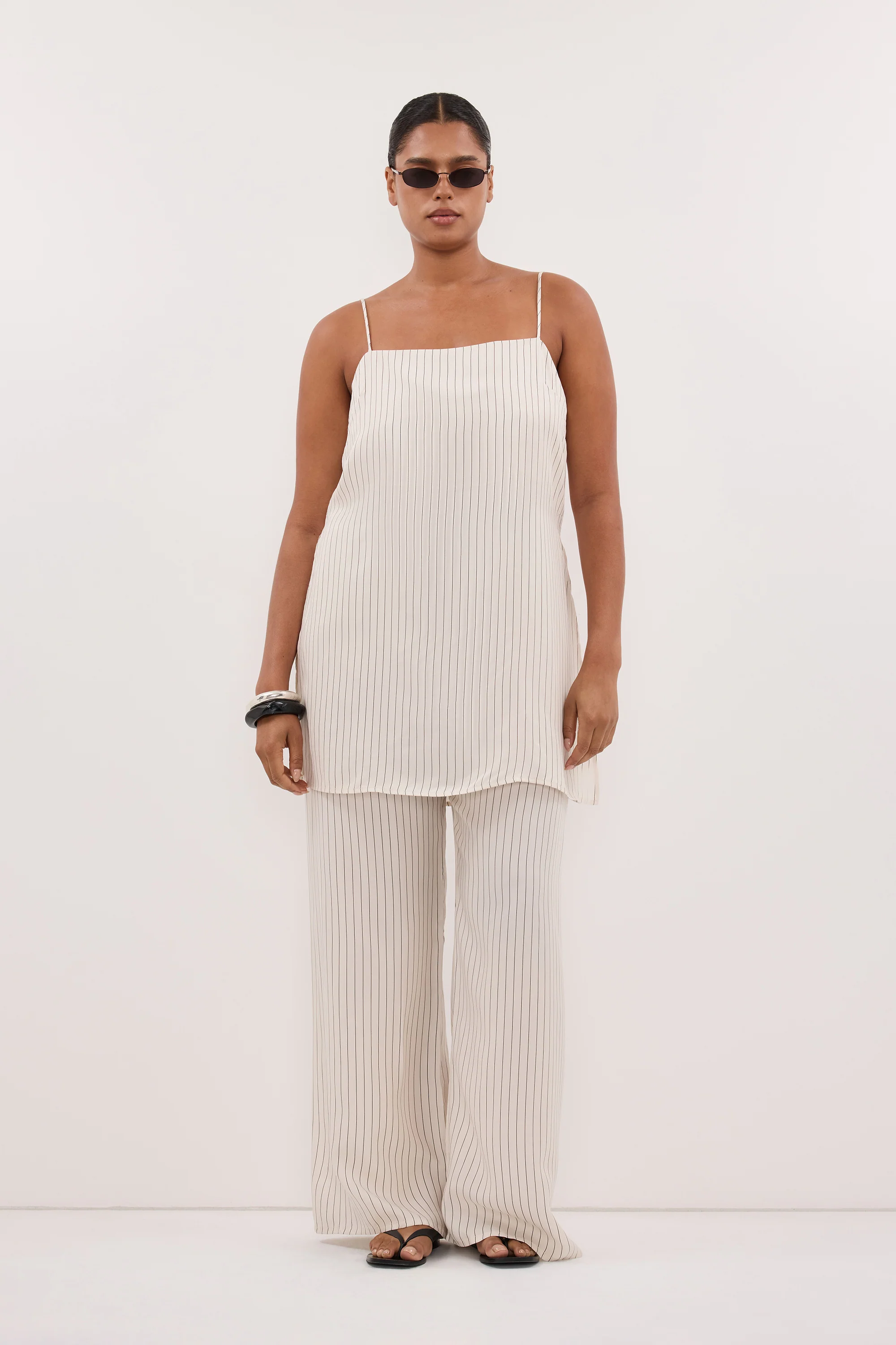 AMARA CREAM STRIPE CUPRO CAMI TOP - Image 6