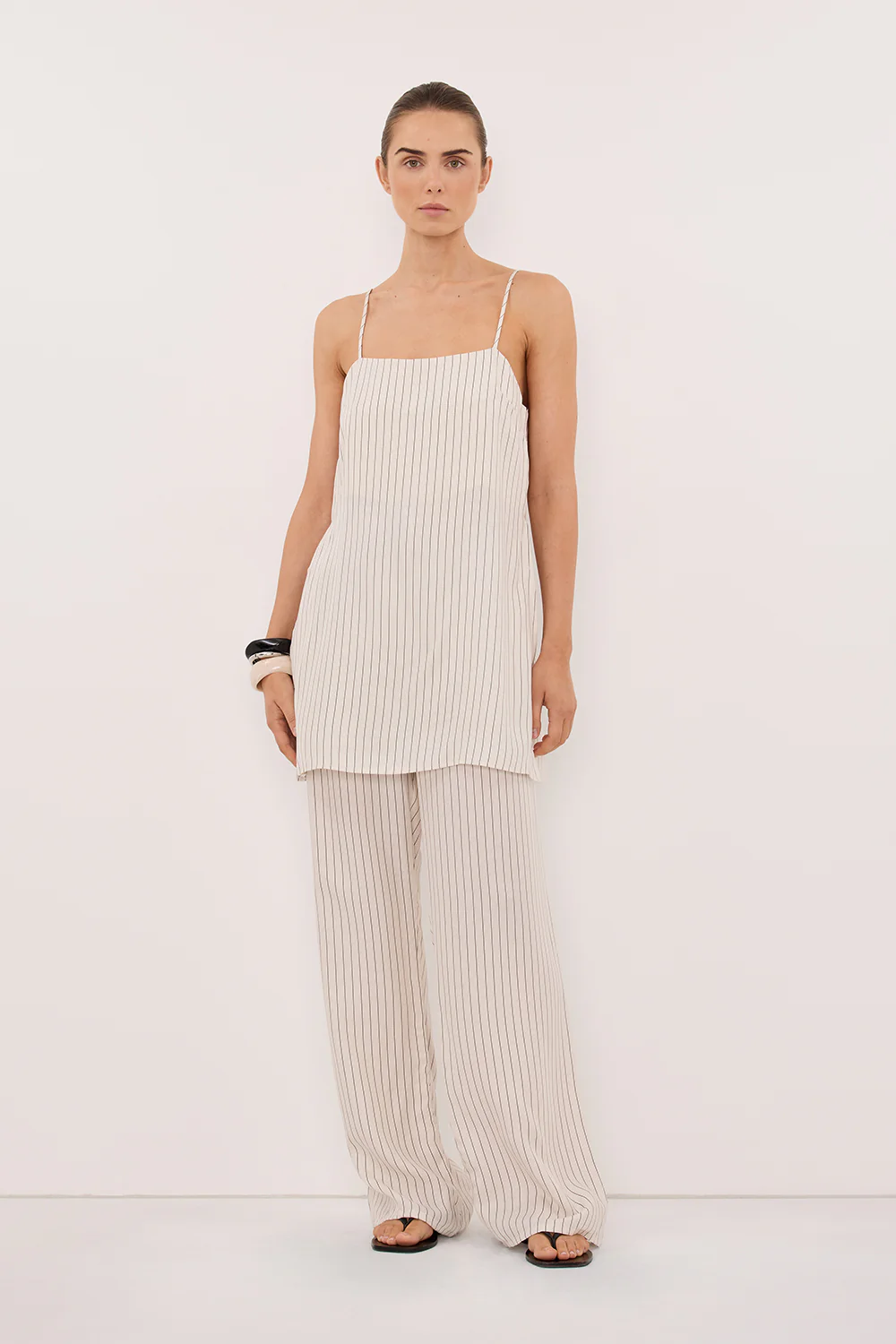 AMARA CREAM STRIPE CUPRO PANT - Image 3