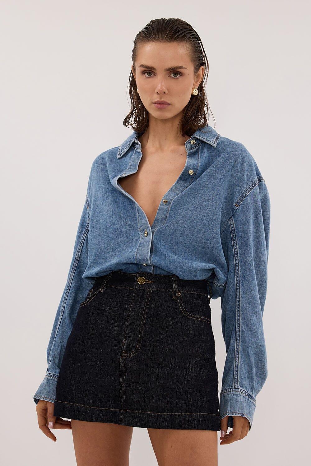 AMARA LIGHT BLUE DENIM SHIRT - Image 2
