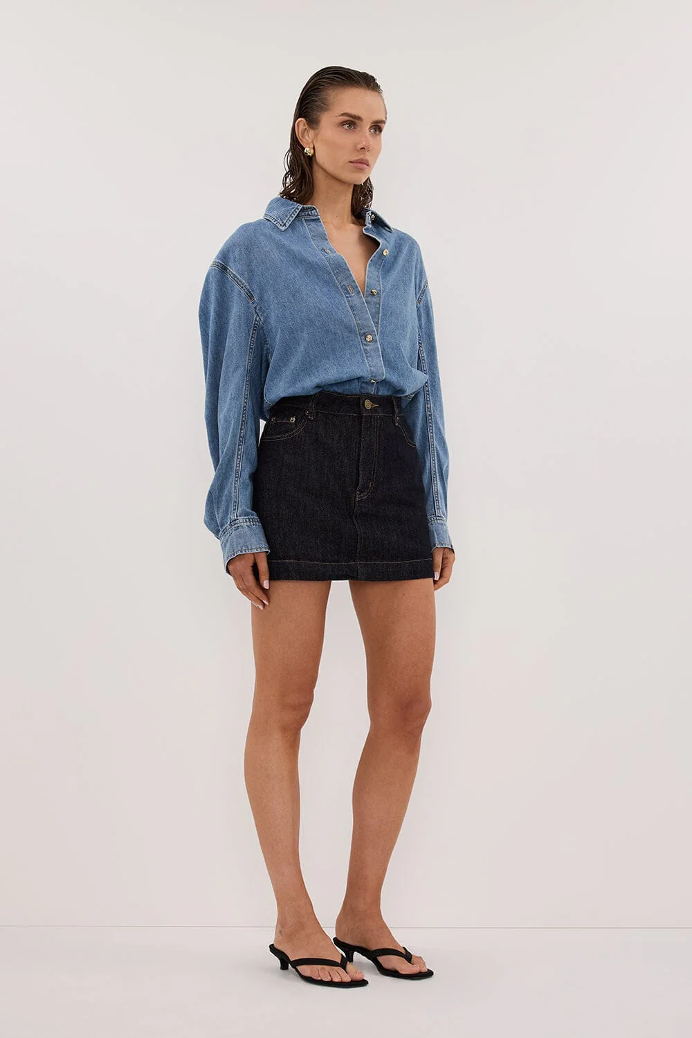 AMARA LIGHT BLUE DENIM SHIRT - Image 3