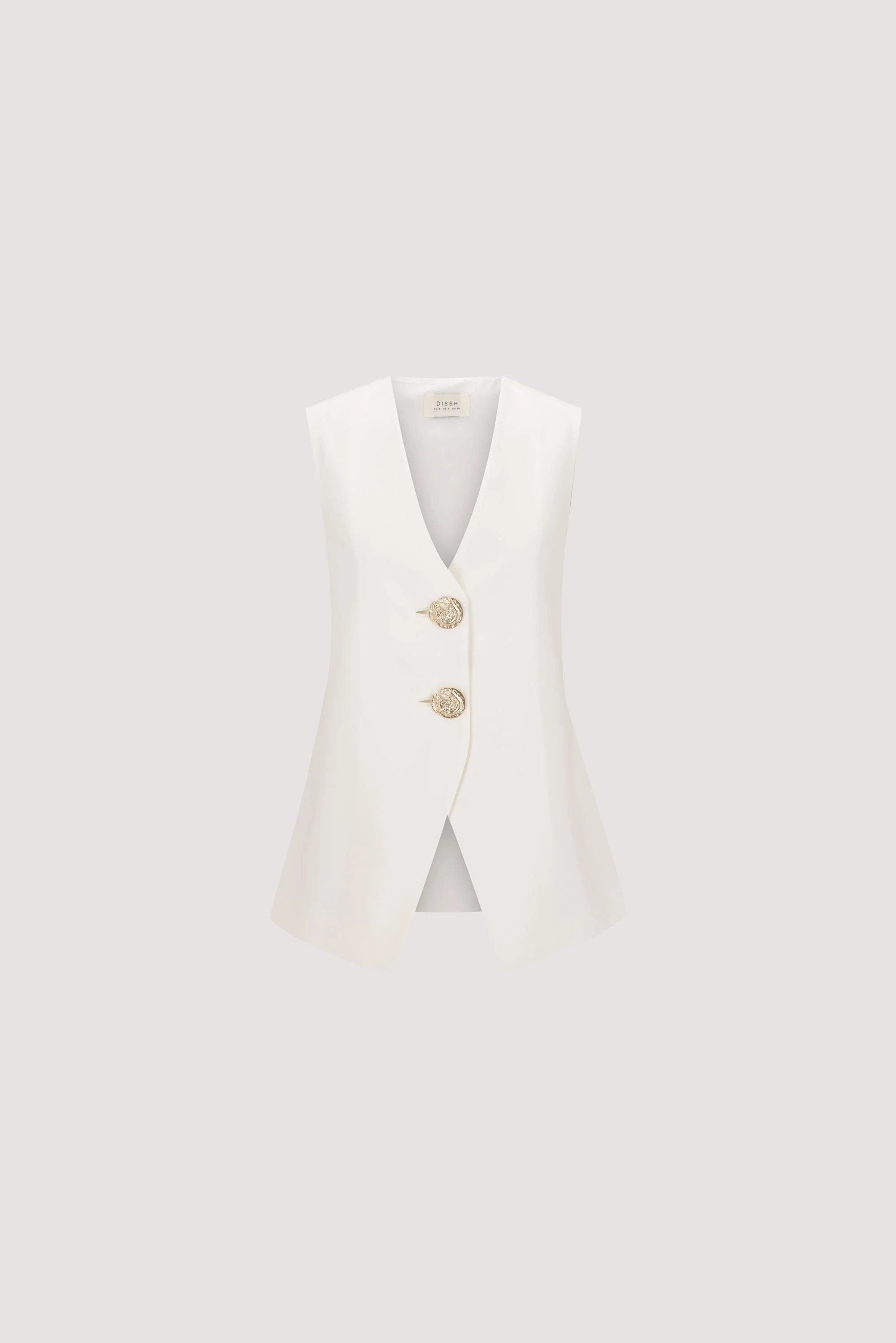 AMERY WHITE SLEEVELESS GOLD BUTTON VEST - Image 6