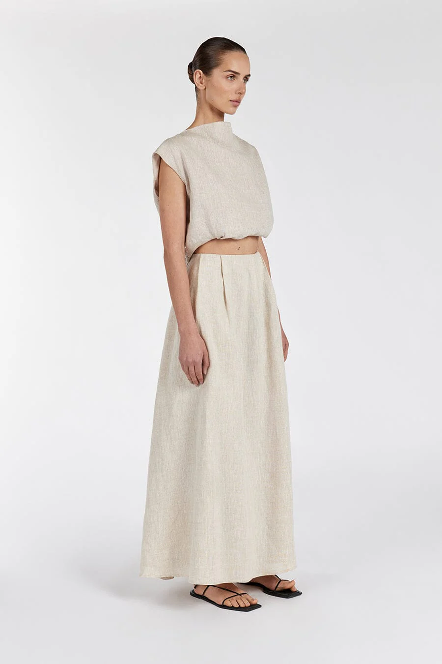 AMY NATURAL LINEN BUBBLE TOP - Image 3