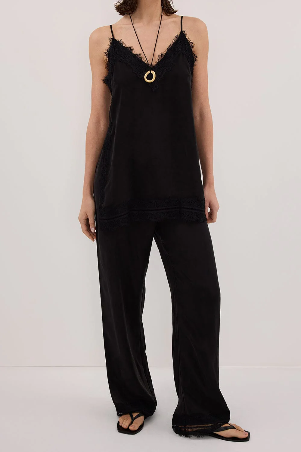 ANDREA BLACK CUPRO LACE PANT - Image 3
