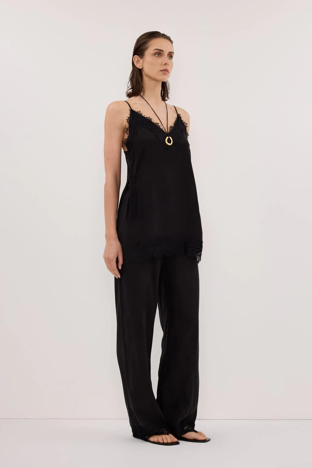 ANDREA BLACK CUPRO LACE PANT - Image 4