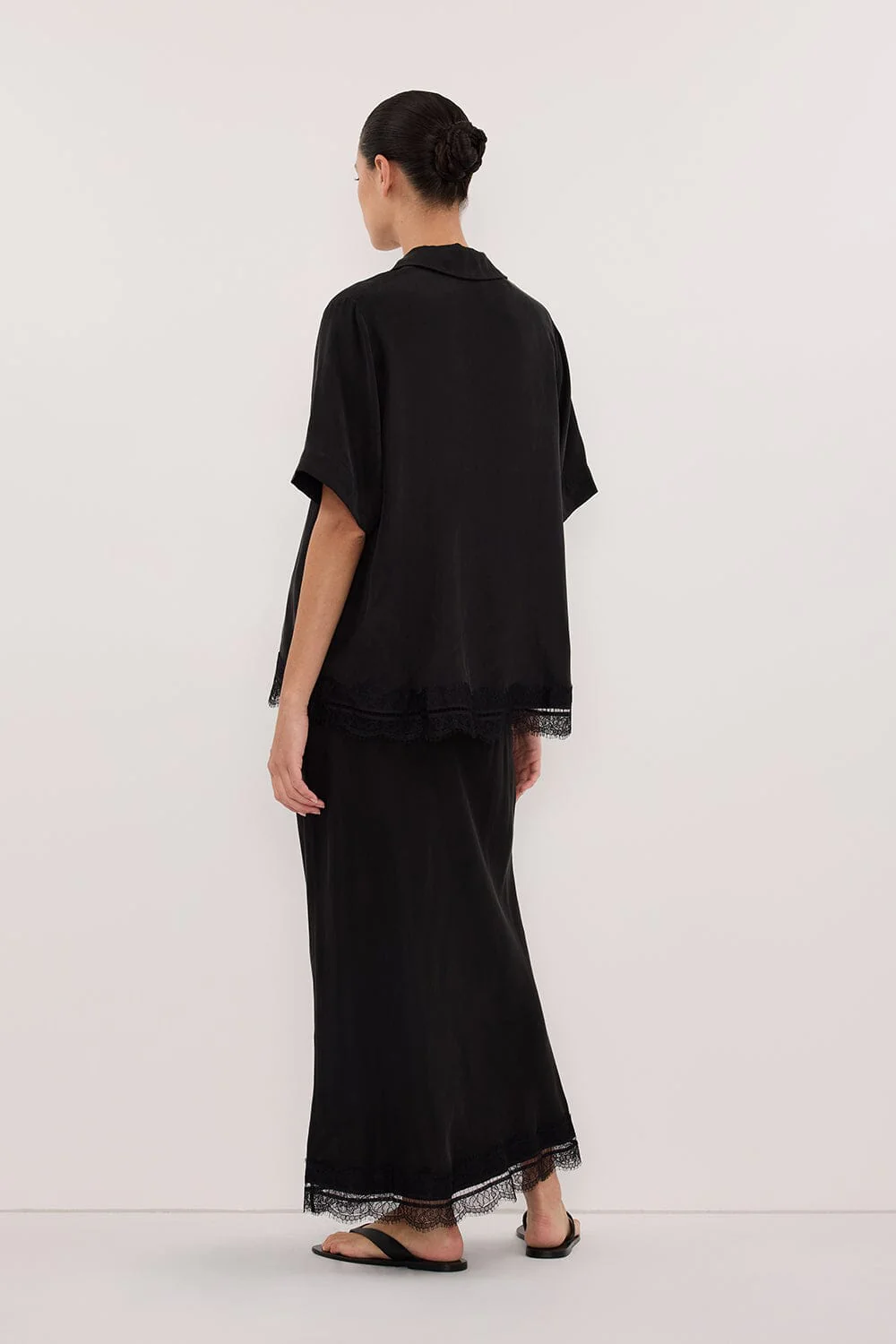 ANDREA BLACK CUPRO LACE SHIRT - Image 4