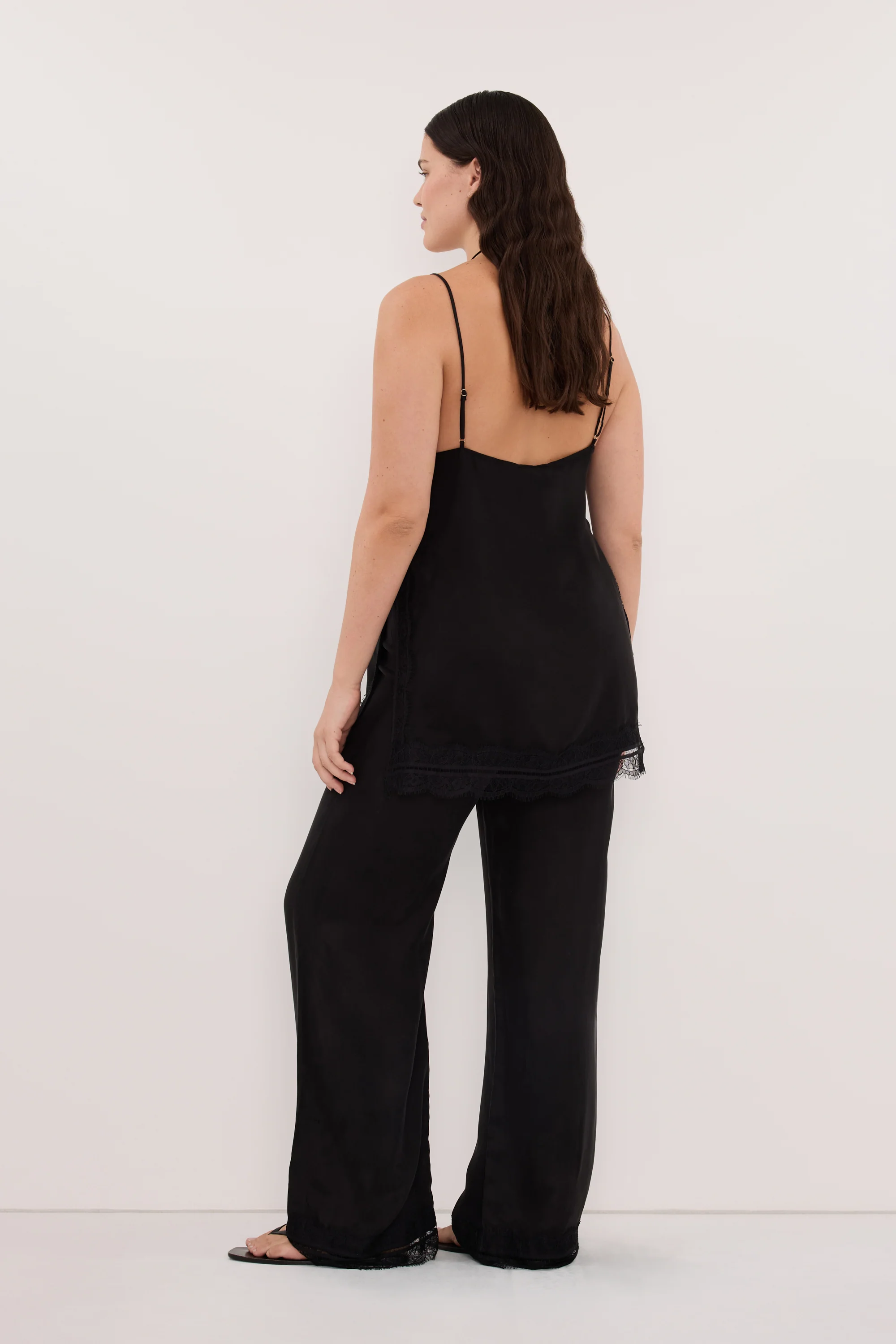 ANDREA BLACK SLEEVELESS LACE CAMI TOP - Image 8