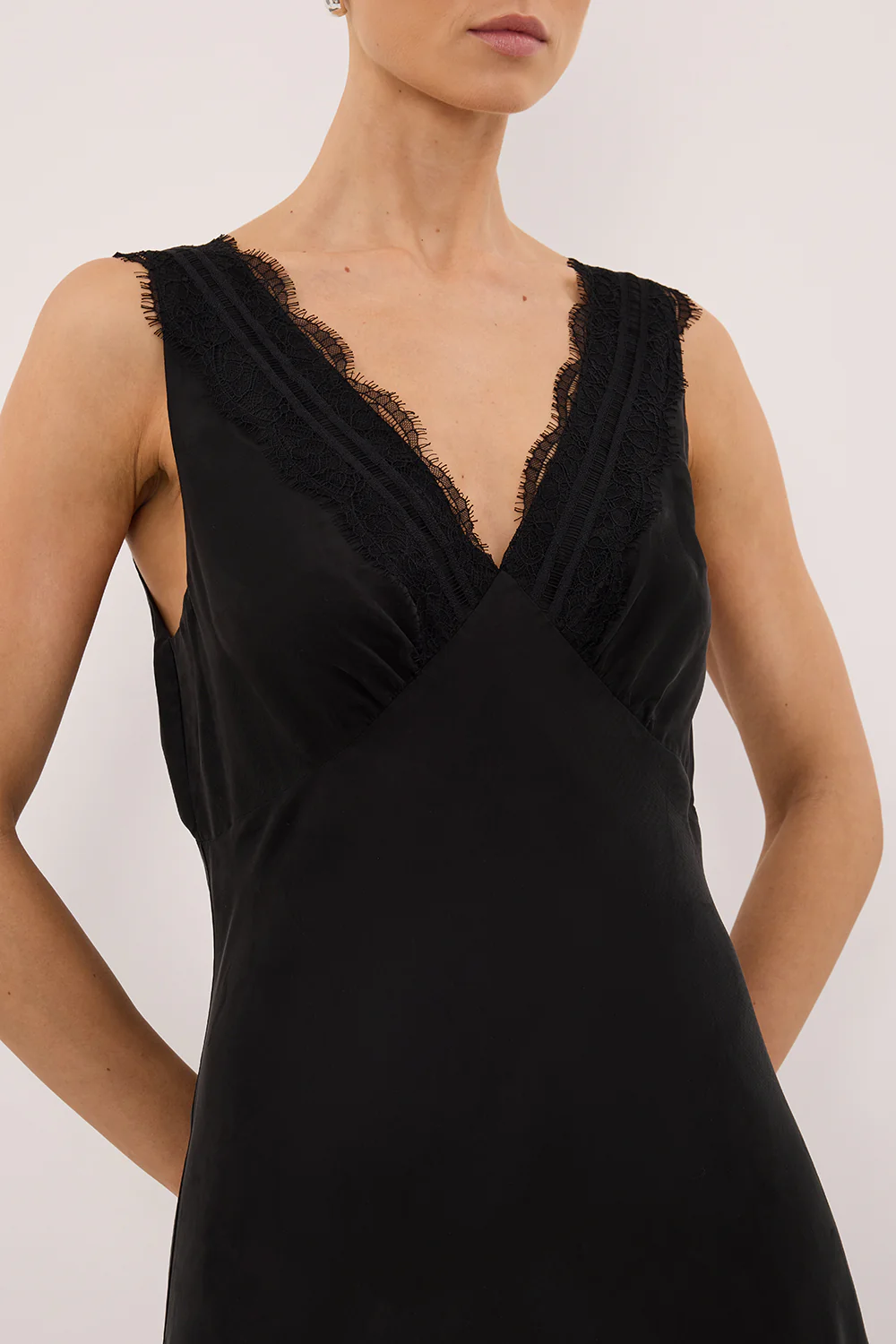 ANDREA BLACK CUPRO MIDI DRESS - Image 5