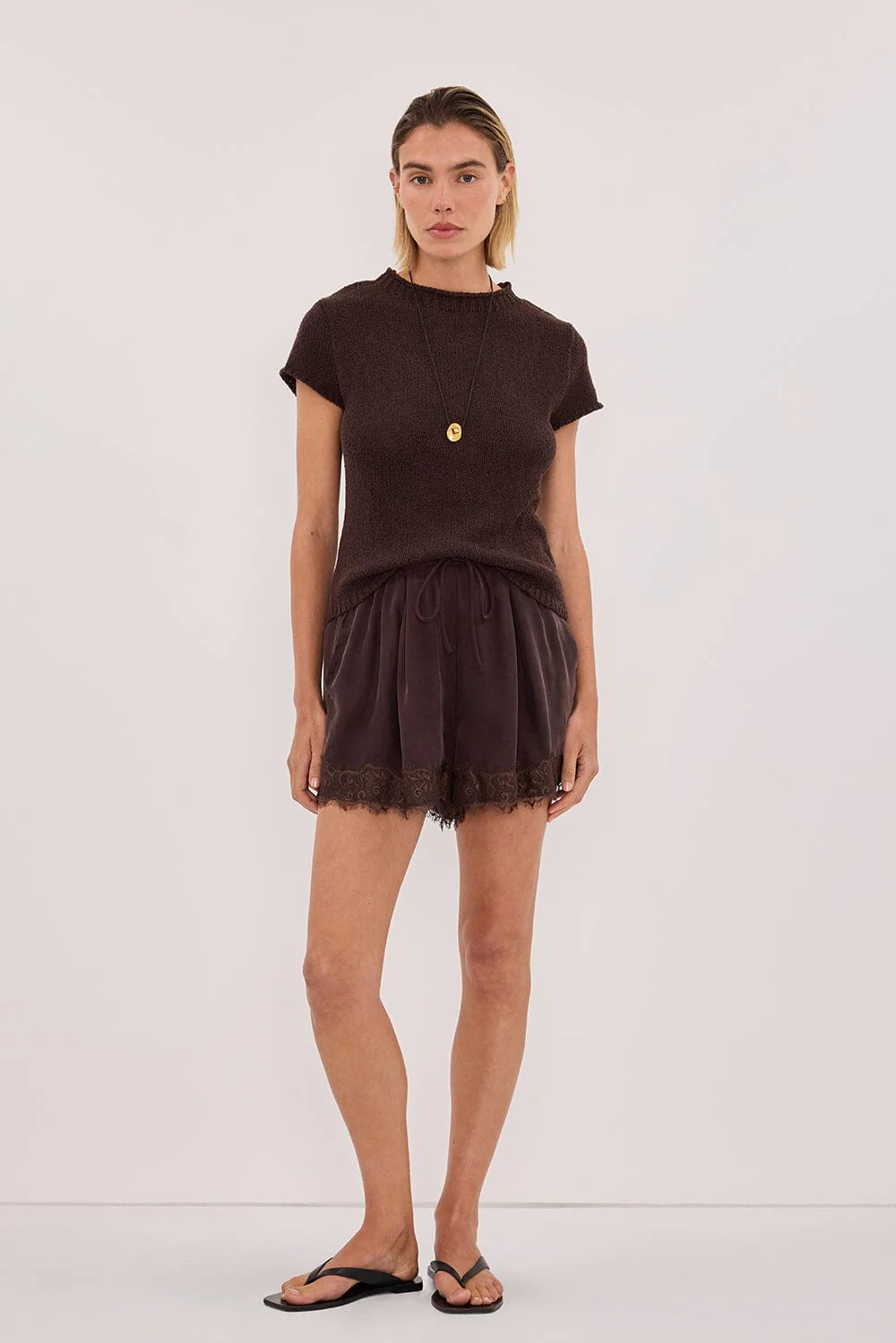 ANDREA PLUM CHOC CUPRO LACE SHORT