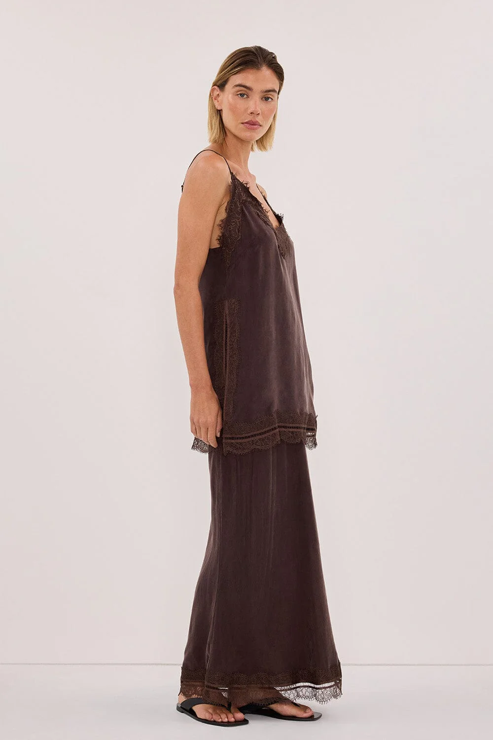ANDREA PLUM CHOC CUPRO MIDI SKIRT - Image 3