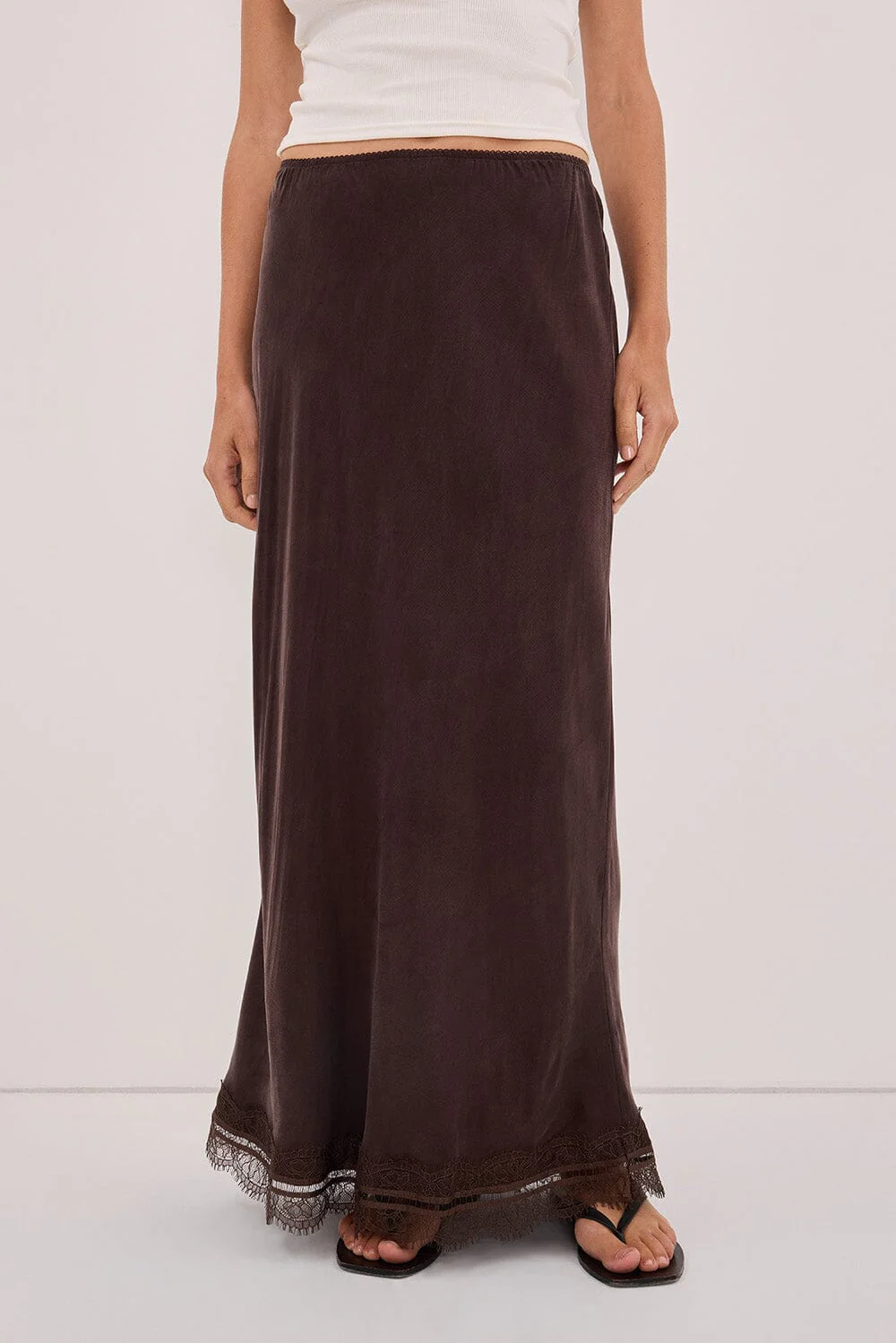 ANDREA PLUM CHOC CUPRO MIDI SKIRT - Image 5