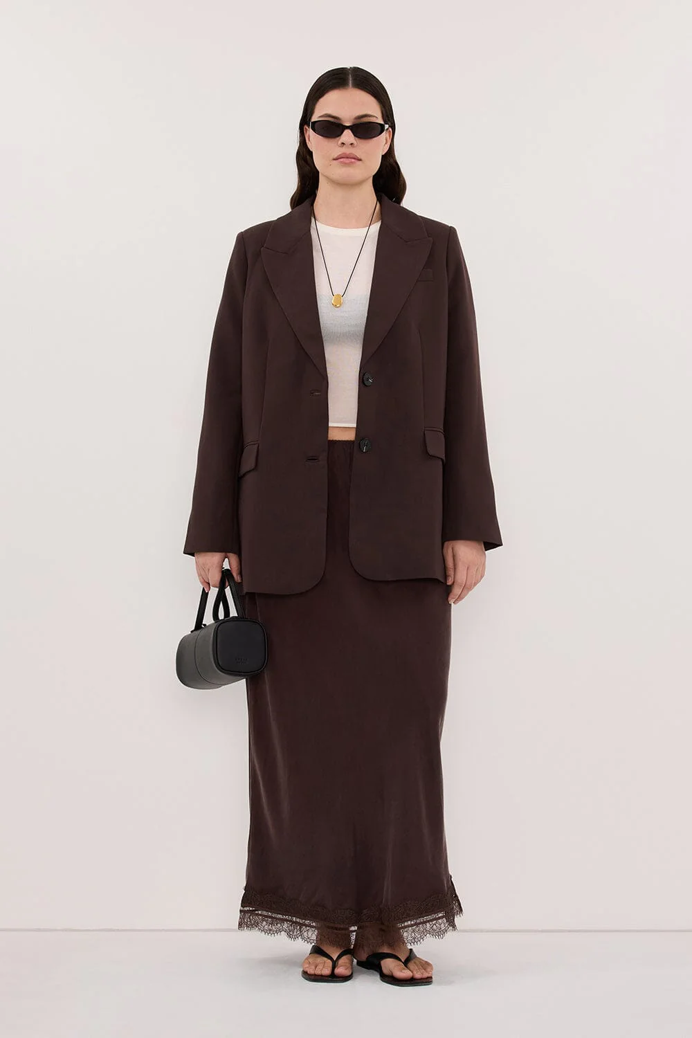 ANDREA PLUM CHOC CUPRO MIDI SKIRT - Image 7