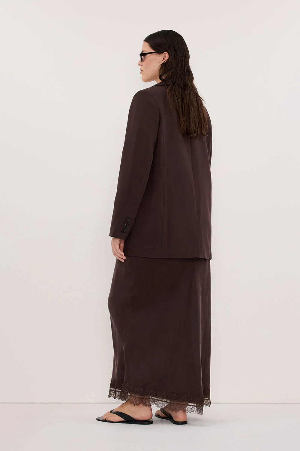 ANDREA PLUM CHOC CUPRO MIDI SKIRT - Image 8