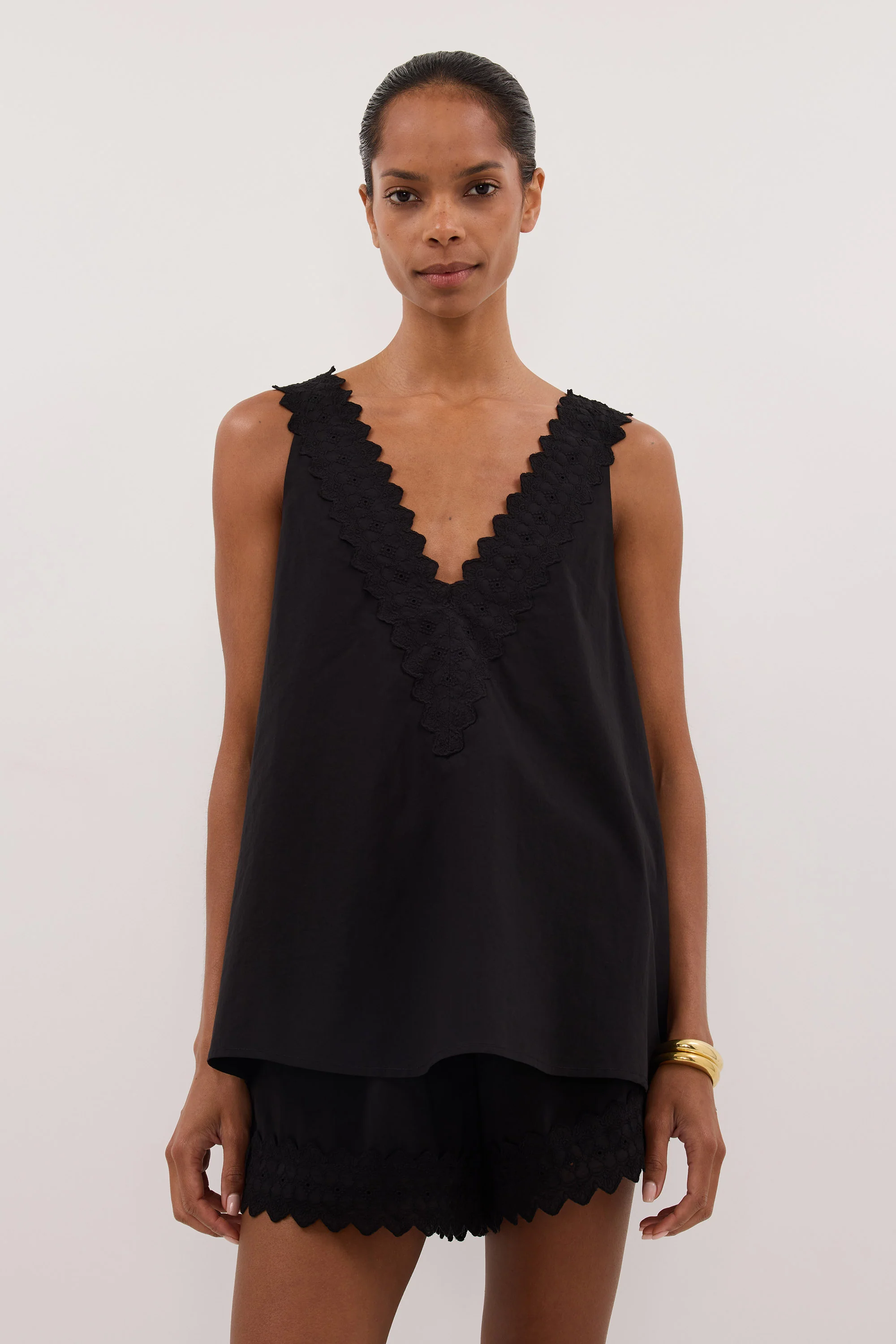 ANNABEL BLACK V NECK TOP - Image 2