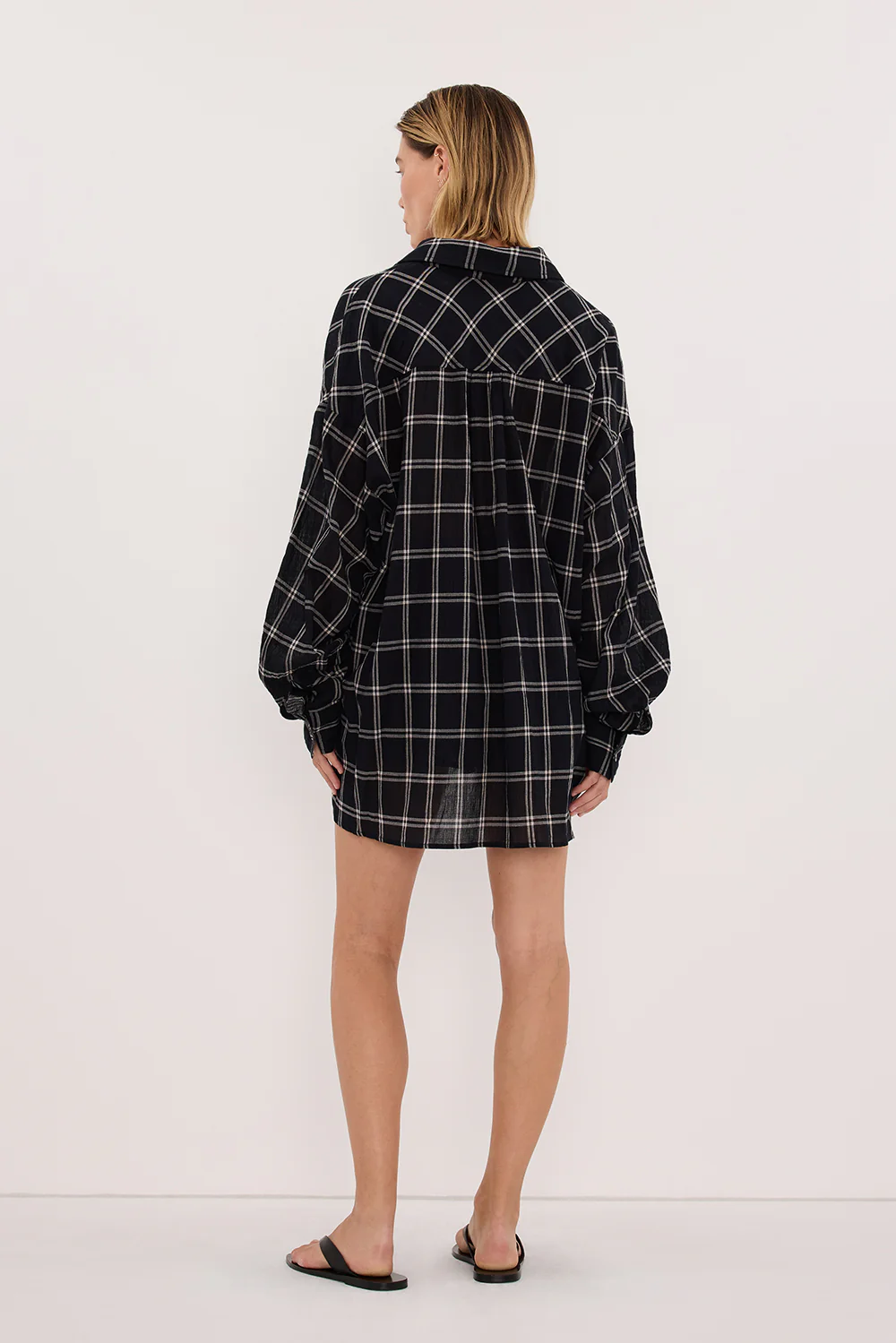 ANNALISE BLACK LONG SLEEVE CHECK SHIRT - Image 5