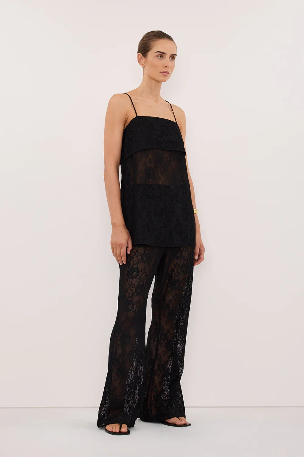 ANYA BLACK LACE WATERFALL TOP - Image 3