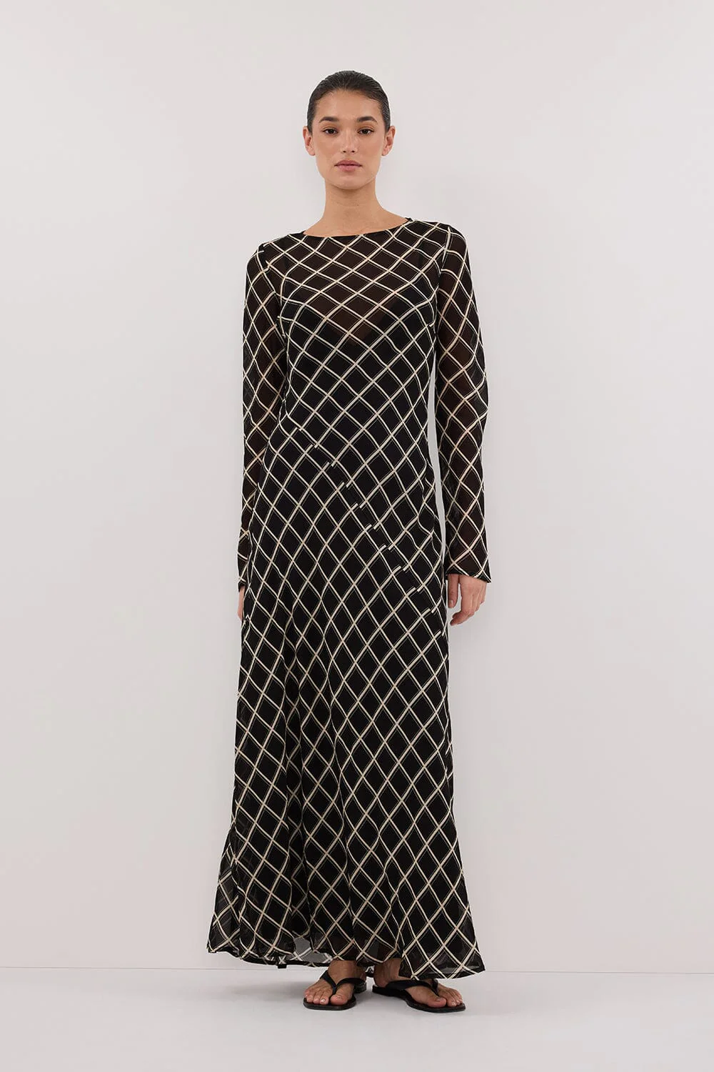 ARLINGTON BLACK LONG SLEEVE MIDI DRESS