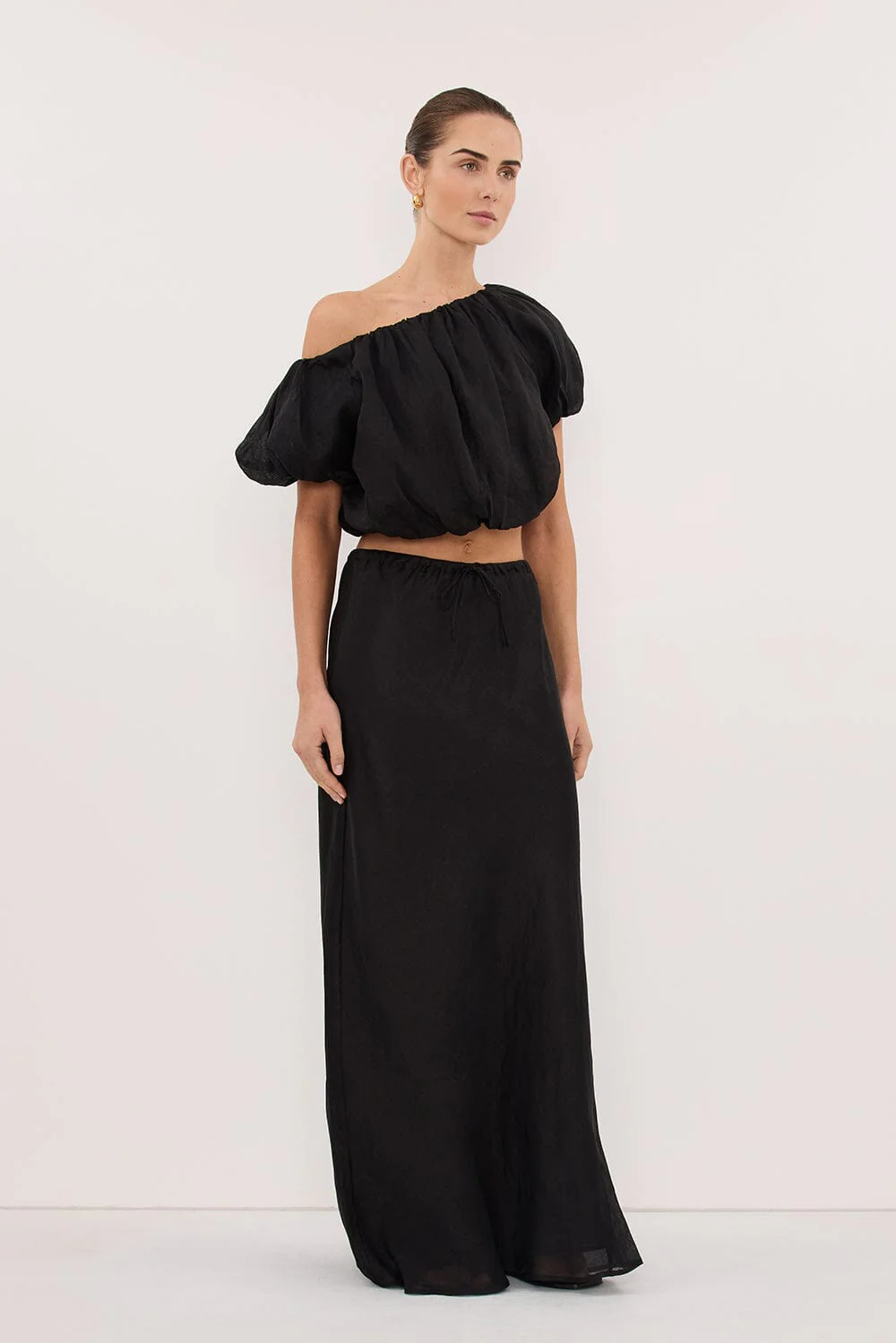 ARLO BLACK RAMIE OFF SHOULDER BUBBLE TOP - Image 3