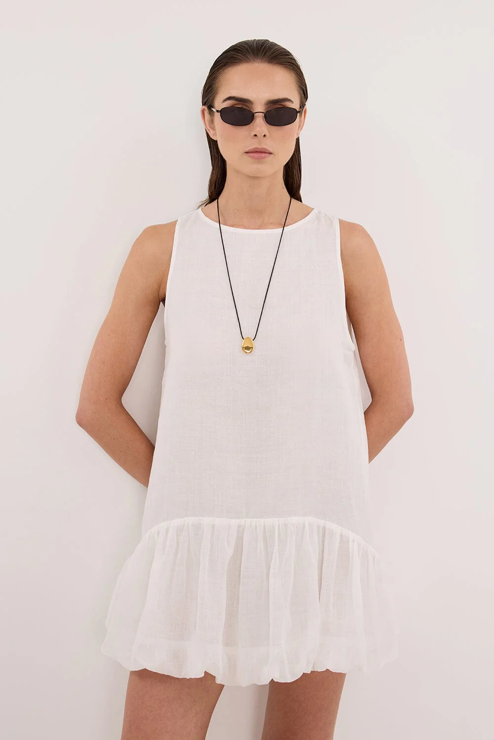ARLO WHITE RAMIE BUBBLE MINI DRESS - Image 3