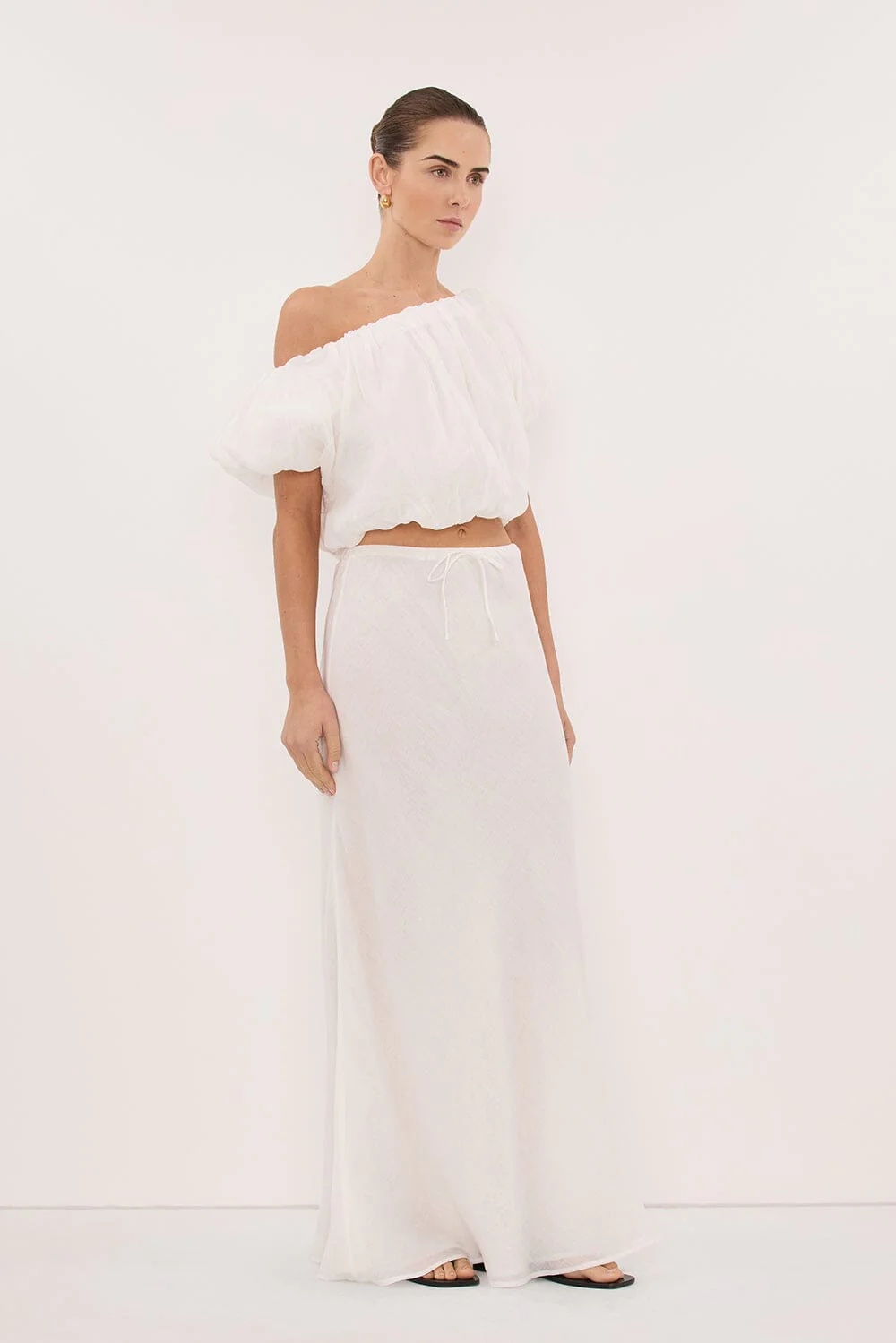 ARLO WHITE RAMIE OFF SHOULDER BUBBLE TOP - Image 3