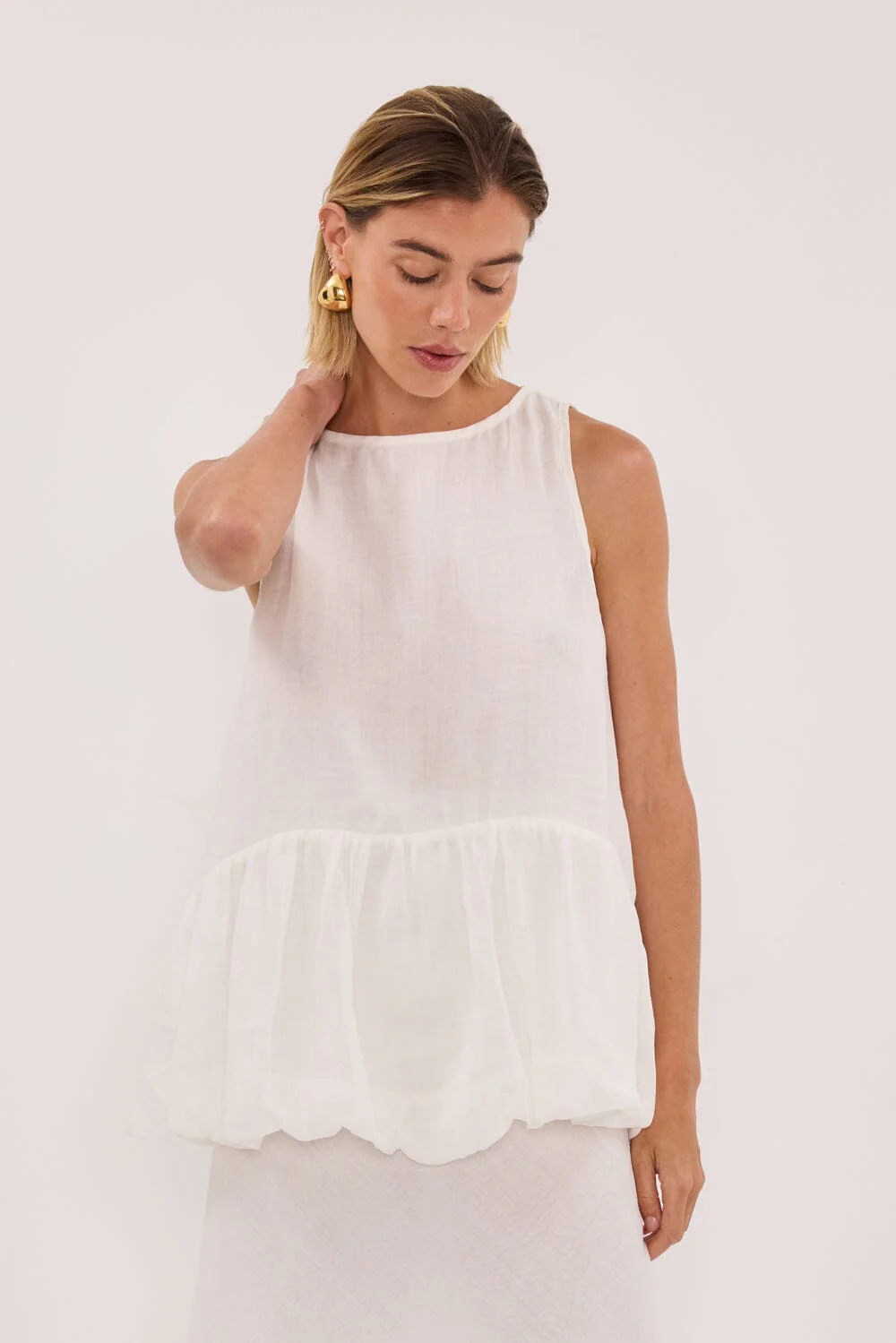 ARLO WHITE RAMIE DROP WAIST TOP - Image 2