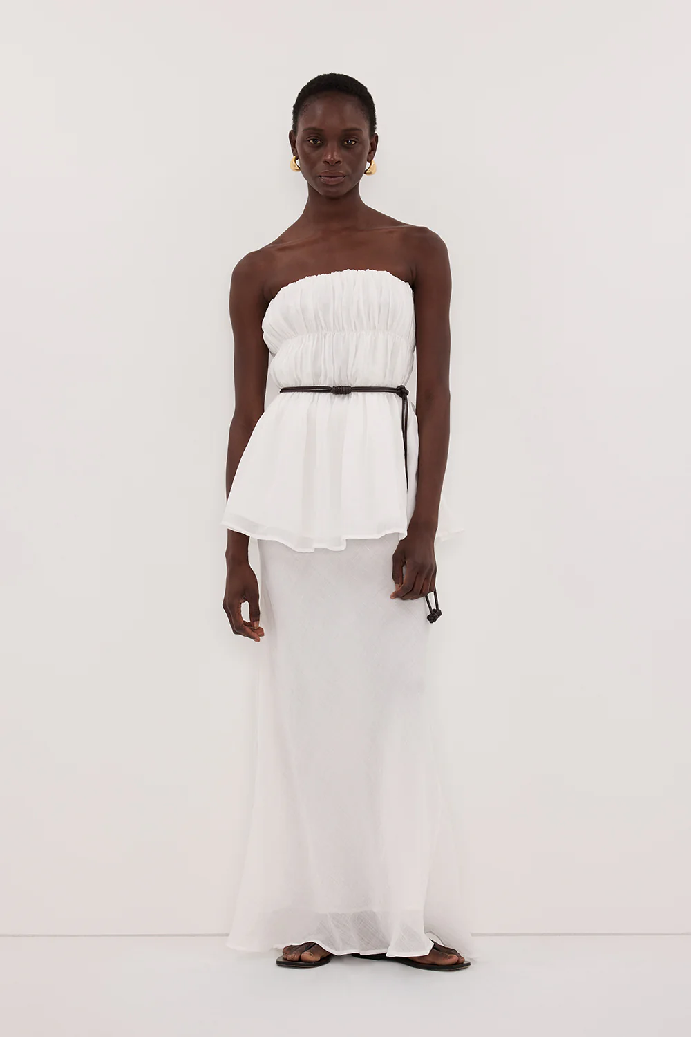 ARTIE WHITE RAMIE STRAPLESS TOP