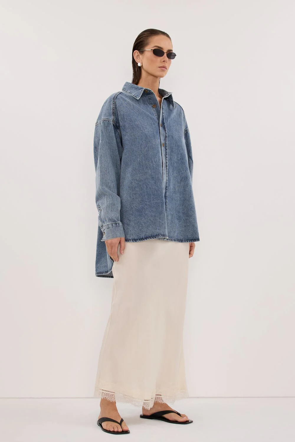 ASHTON CLASSIC BLUE OVERSIZED DENIM SHIRT - Image 3