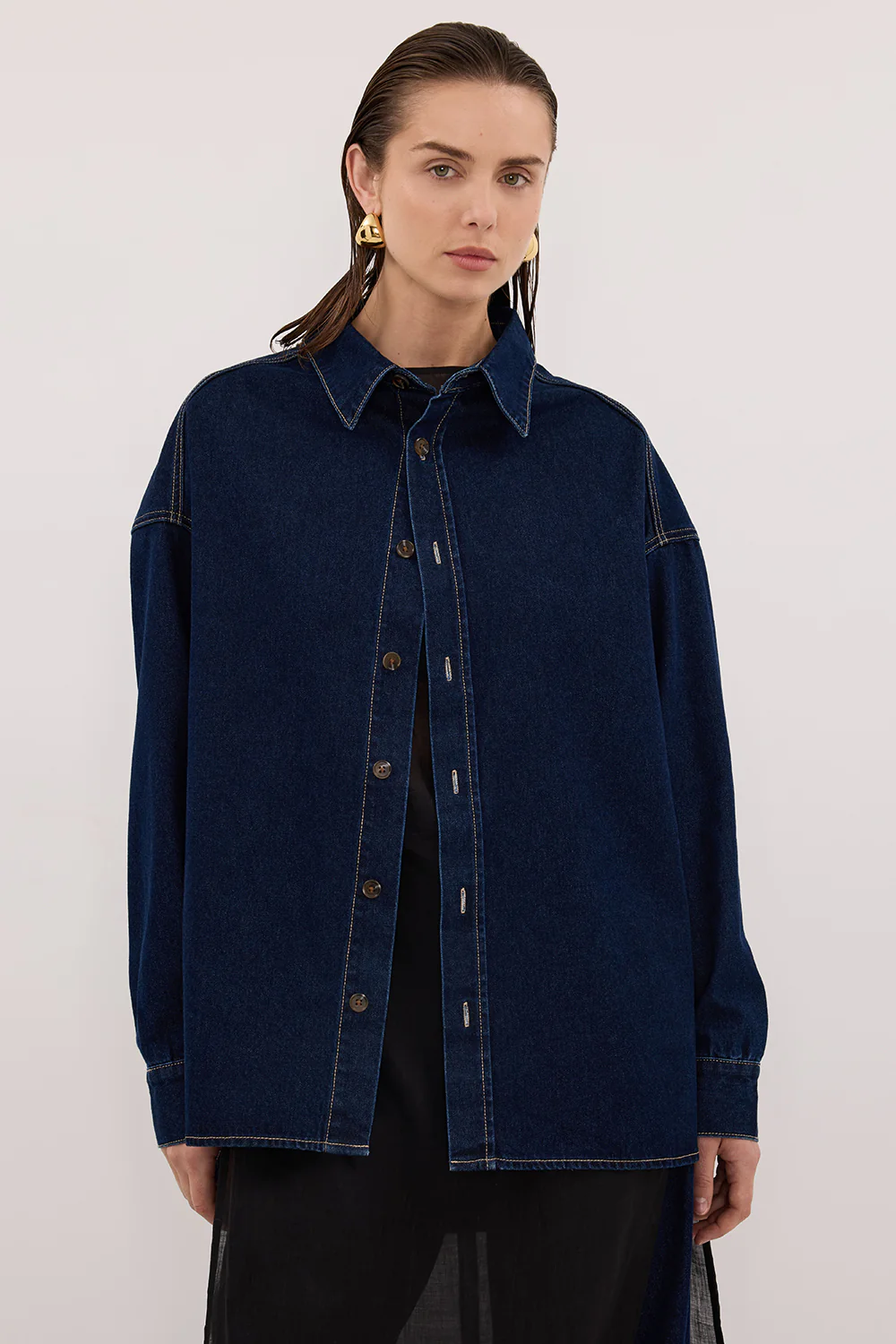 ASHTON INDIGO OVERSIZED DENIM SHIRT - Image 3