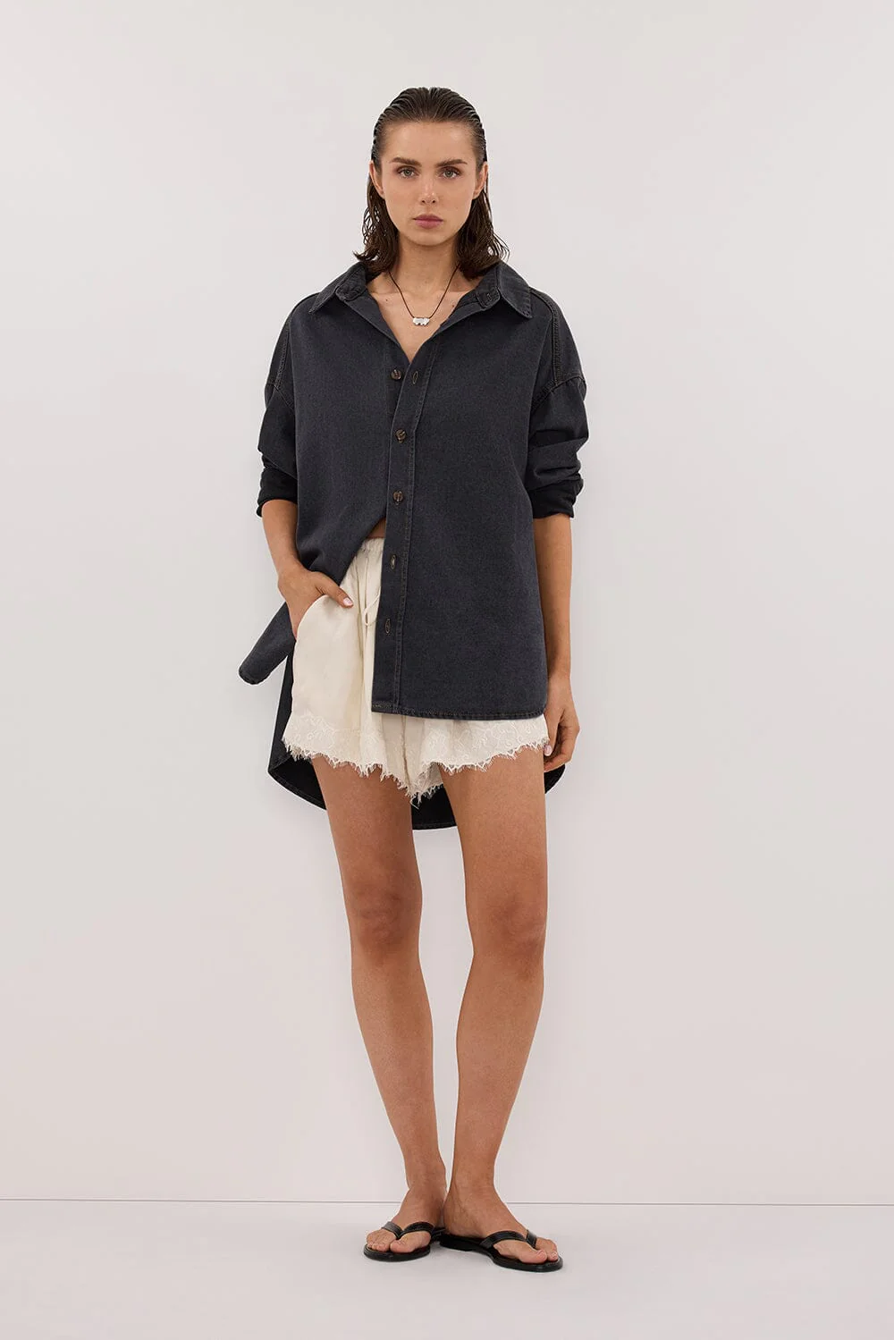 ASHTON WASHED BLACK OVERSIZED DENIM SHIRT