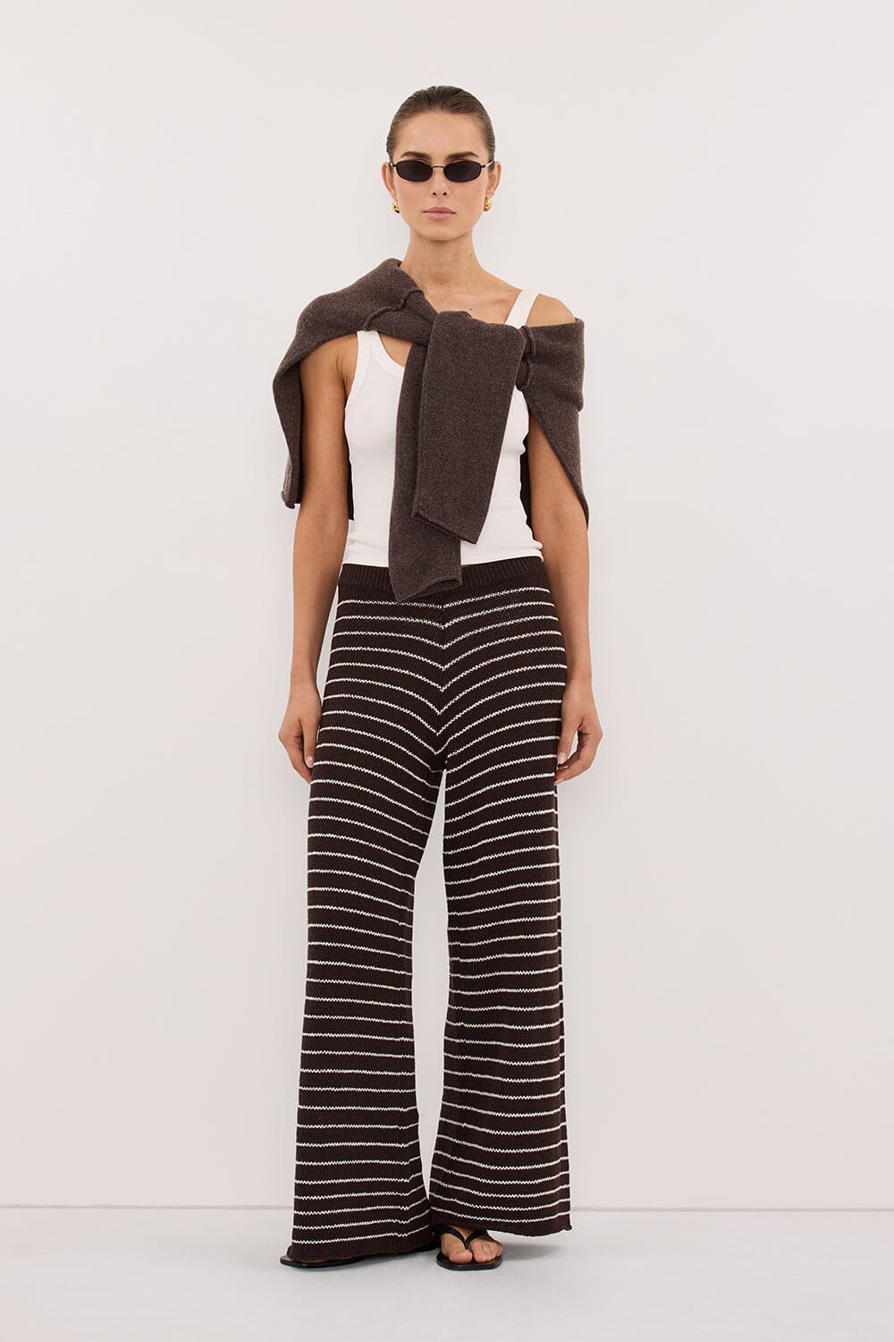 ASPEN CHOC STRIPE KNIT PANT