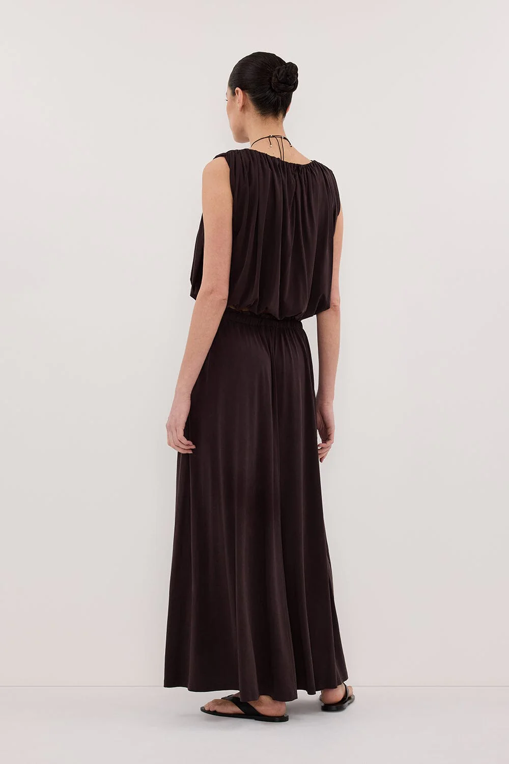 AVA BURNT CHOC MODAL BLEND MIDI SKIRT - Image 3