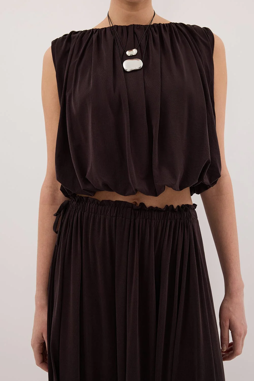 AVA BURNT CHOC MODAL BLEND MIDI SKIRT - Image 4