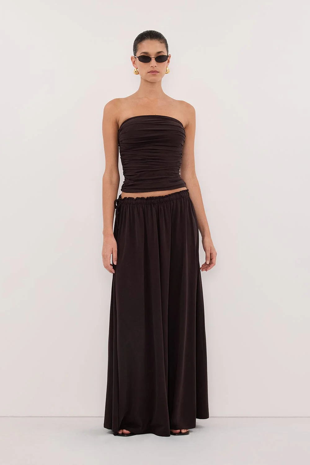 AVA BURNT CHOC MODAL BLEND MIDI SKIRT - Image 5