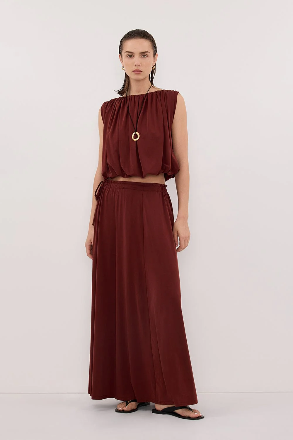 AVA SAHARA MODAL BLEND MIDI SKIRT
