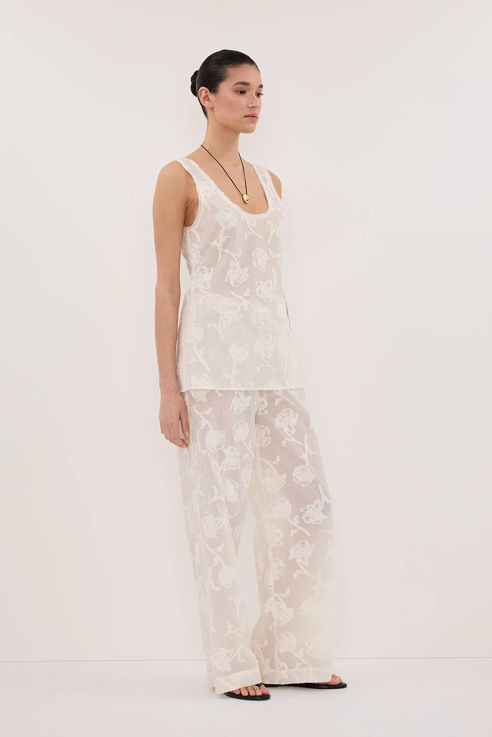 AZALEA OFF WHITE JACQUARD CAMI TOP - Image 3