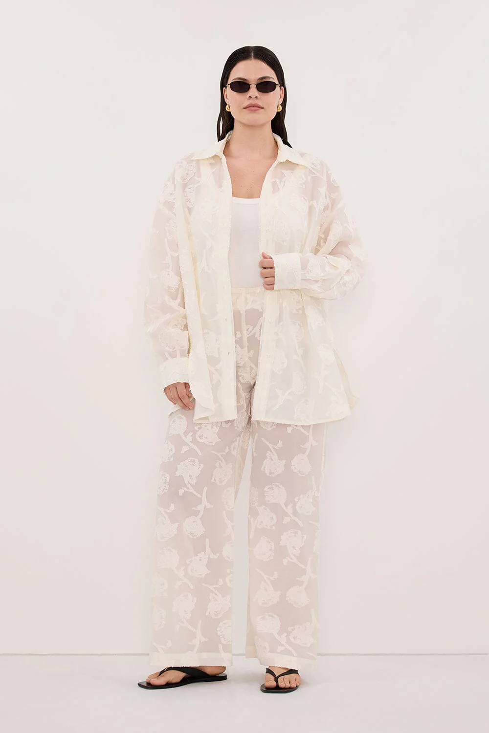 AZALEA OFF WHITE JACQUARD PANT - Image 6