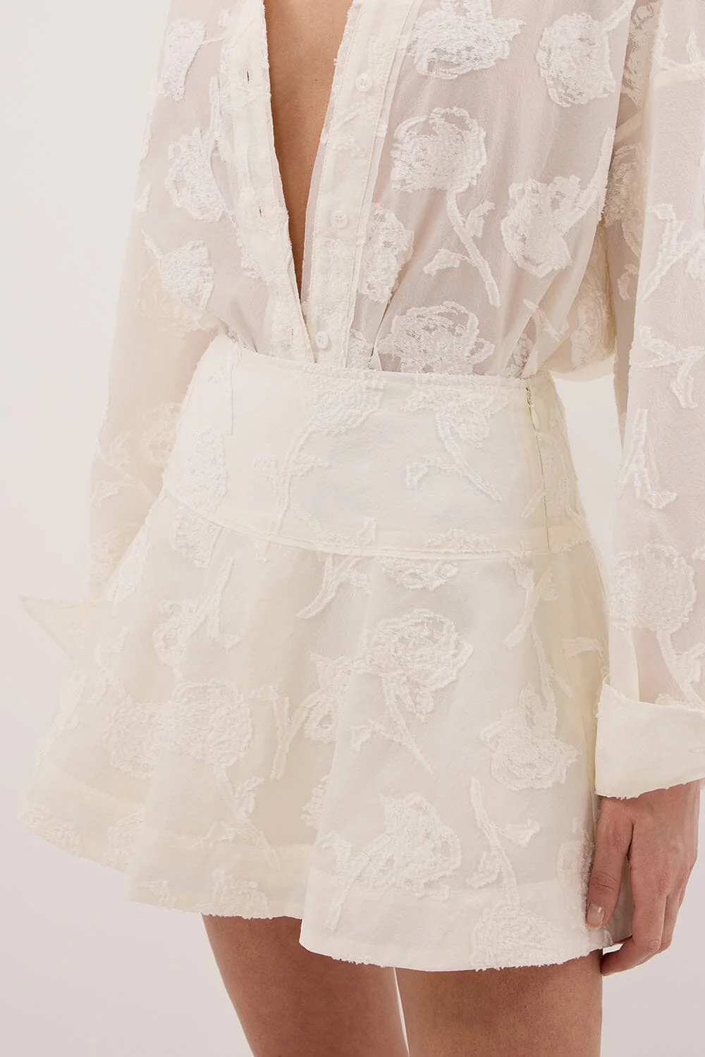 AZALEA OFF WHITE JACQUARD MINI SKIRT - Image 4